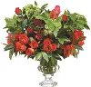 Red 23  Faux Rose Arrangement in Glass Vase