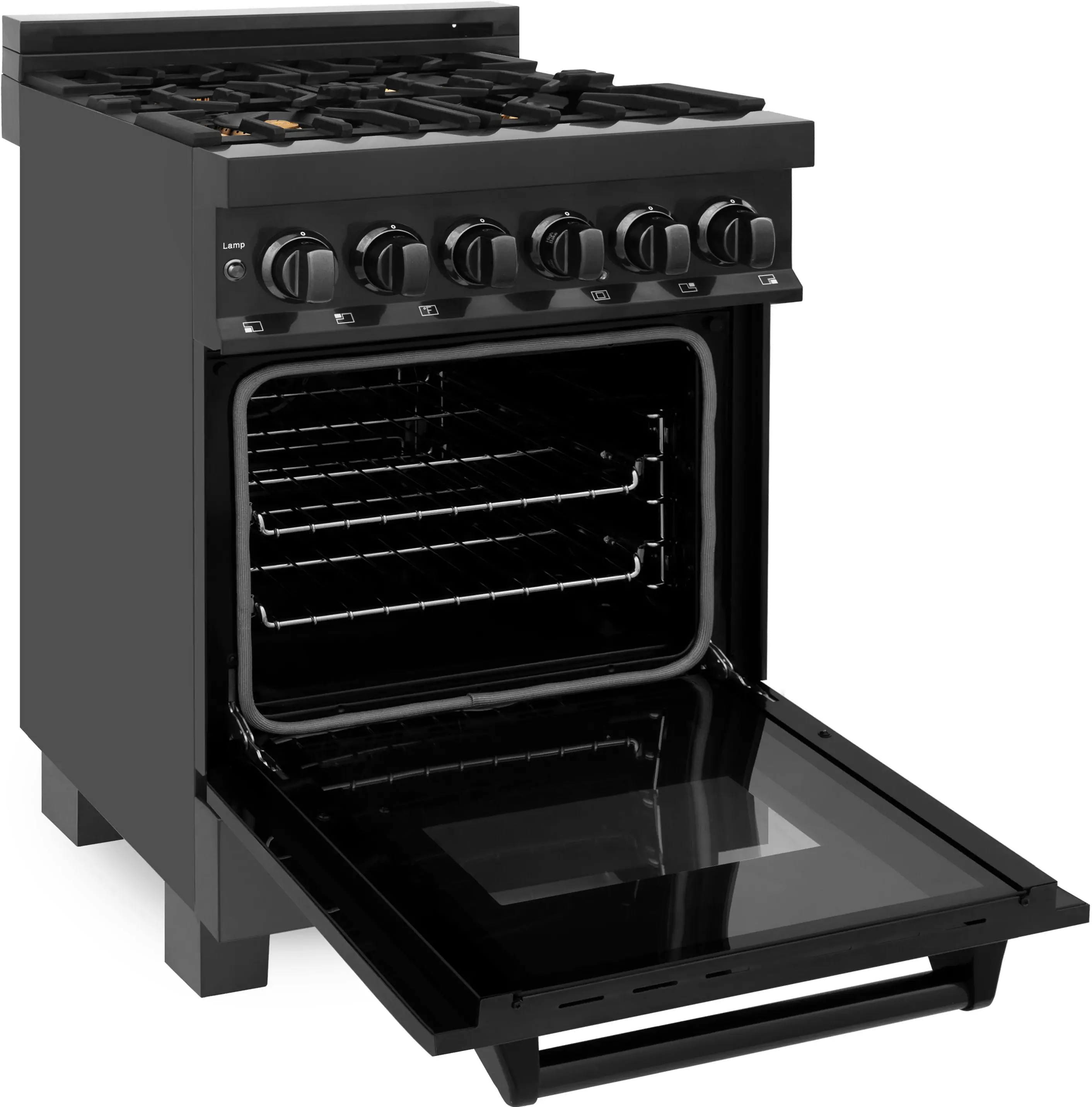 RAB-BR-24 ZLINE 2.8 cu ft Dual Fuel Range - 24 W Black Stainless Steel-5