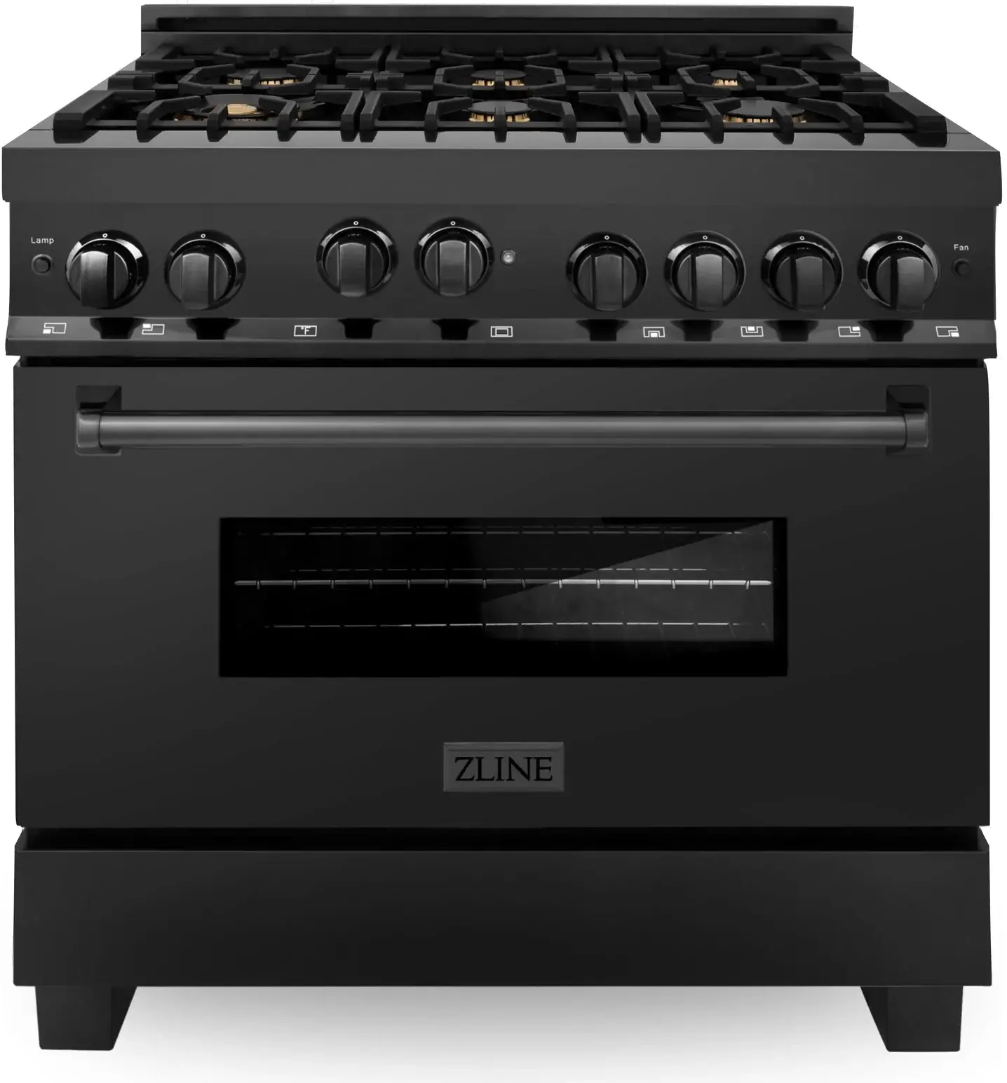RAB-BR-36 ZLINE 4.6 cu ft Dual Fuel Range - 36 W Black Stainless Steel-1