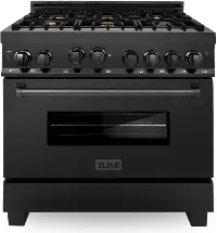 RAB-BR-36 ZLINE 4.6 cu ft Dual Fuel Range - 36 W Black Stainless Steel