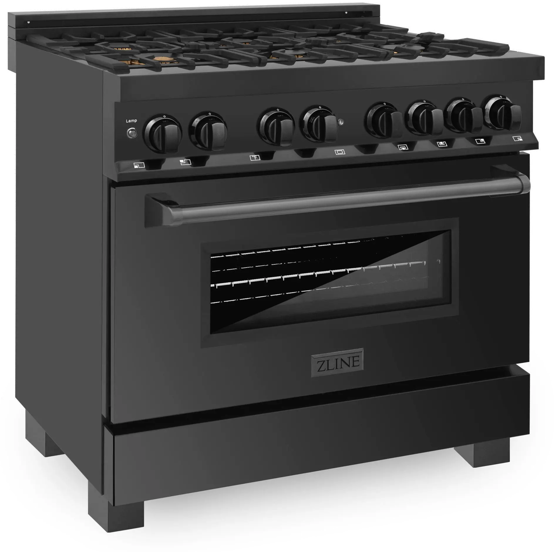RAB-BR-36 ZLINE 4.6 cu ft Dual Fuel Range - 36 W Black Stainless Steel-5