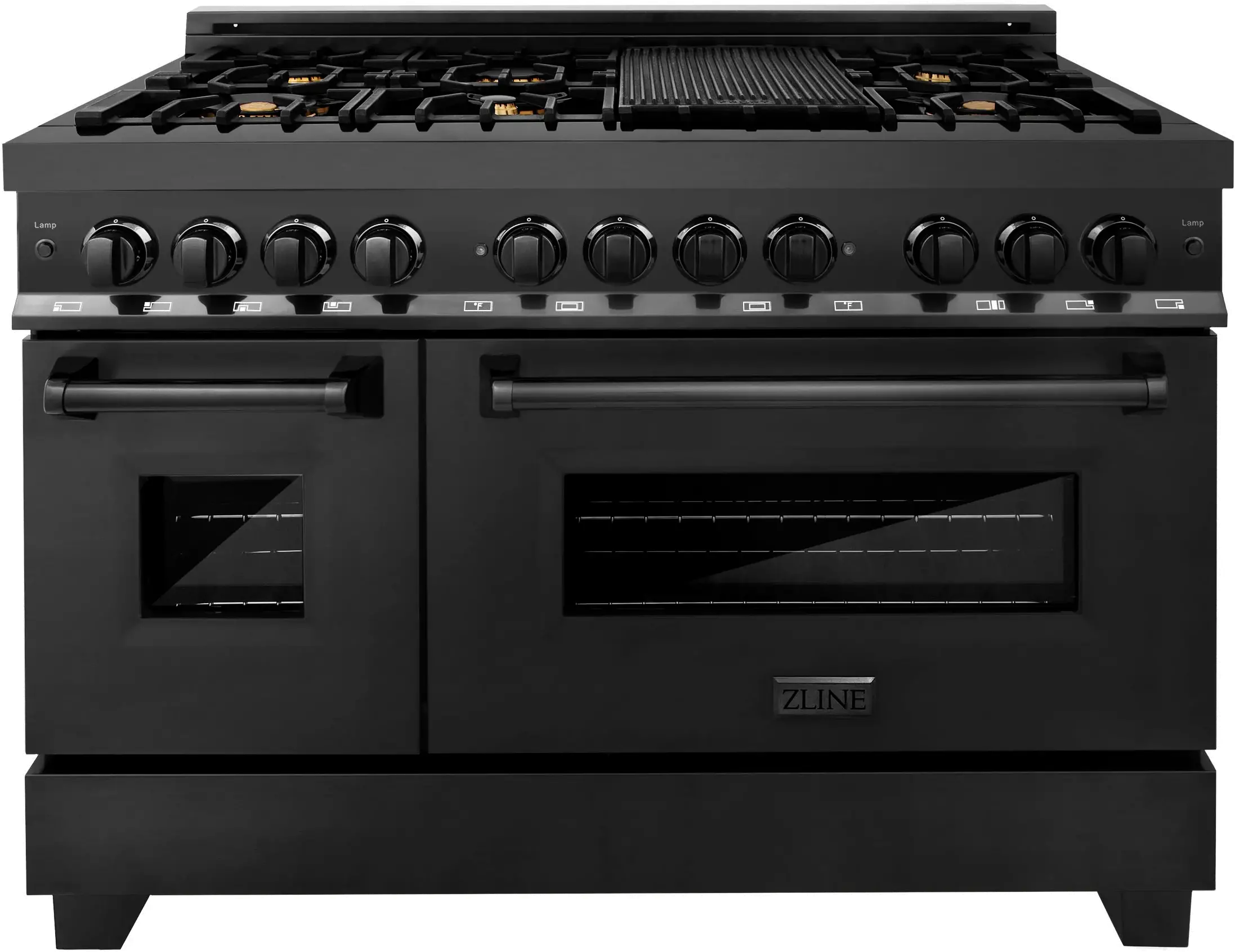 RAB-BR-48 ZLINE 6 cu ft Duel Fuel Double Oven Range - 48 W Black Stainless Steel-1