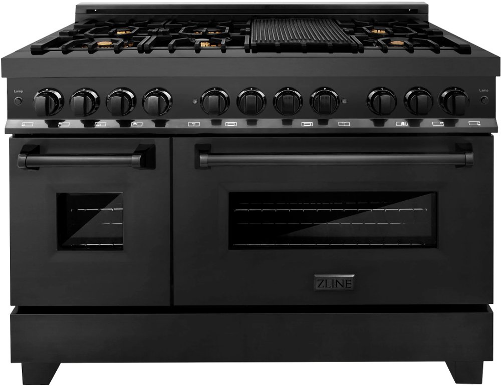ZLINE 6 cu ft Duel Fuel Double Oven Range - 48"W Black Stainless Steel