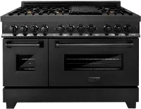 RAB-BR-48 ZLINE 6 cu ft Duel Fuel Double Oven Range - 48 W Black Stainless Steel