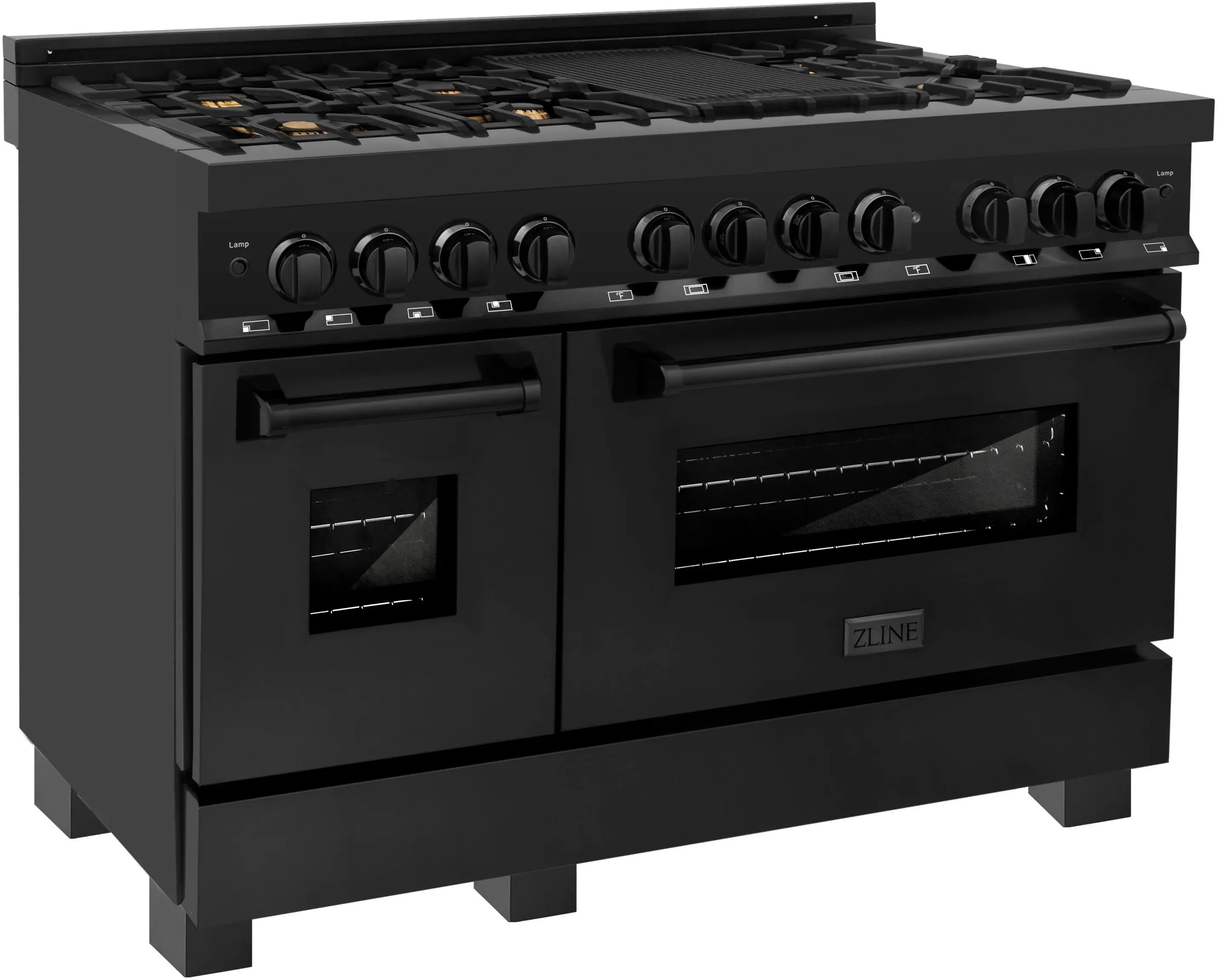 RAB-BR-48 ZLINE 6 cu ft Duel Fuel Double Oven Range - 48 W Black Stainless Steel-3