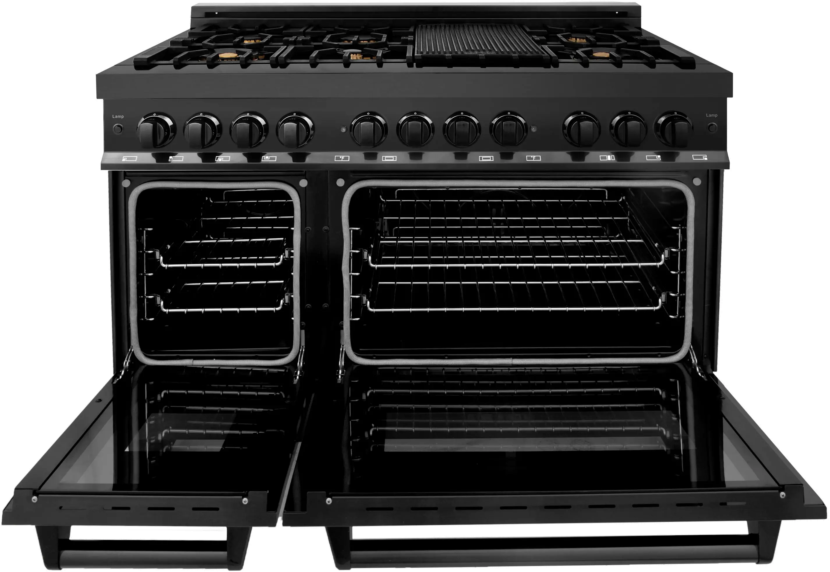 RAB-BR-48 ZLINE 6 cu ft Duel Fuel Double Oven Range - 48 W Black Stainless Steel-5
