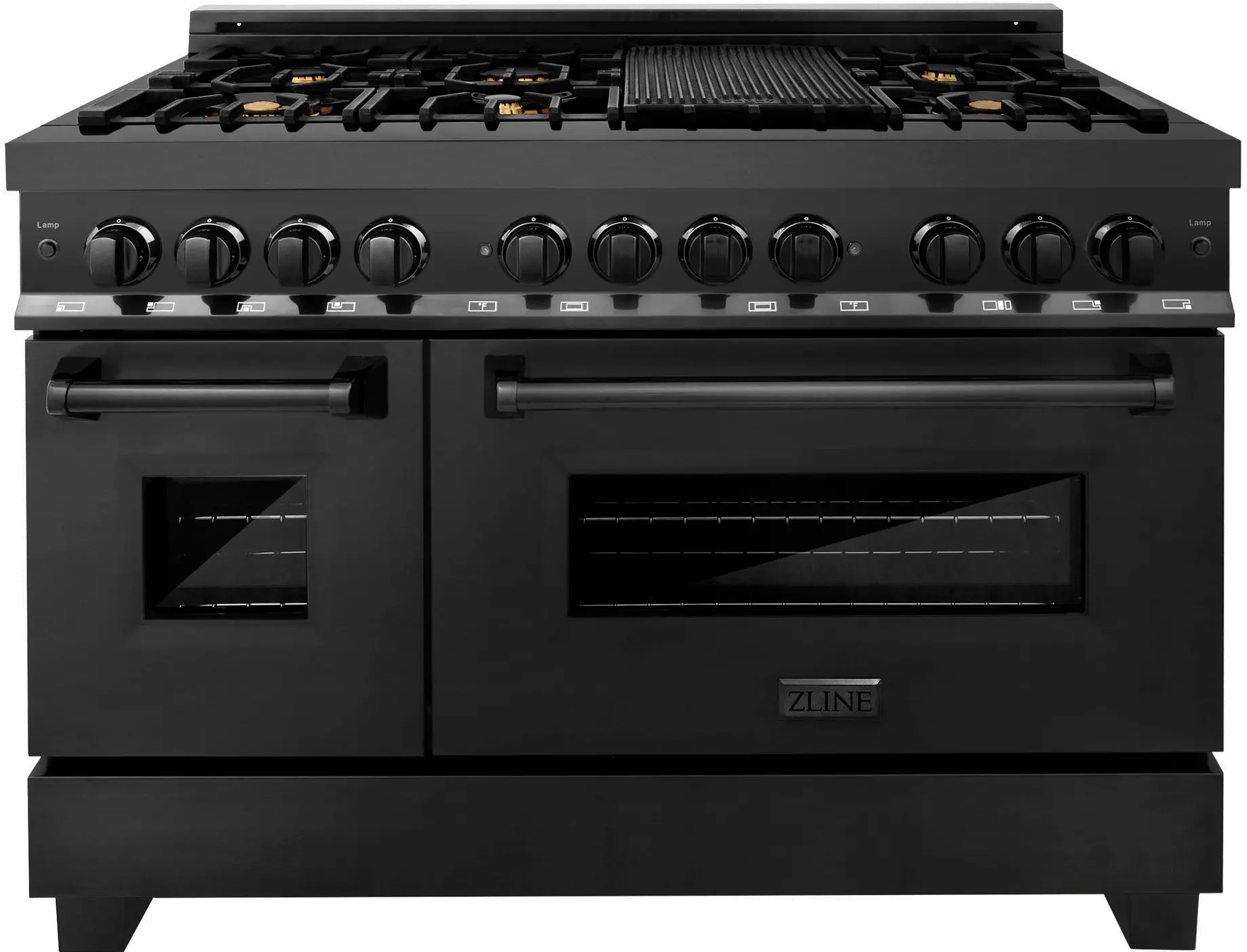 RAB-BR-60 ZLINE 7.4 cu ft Dual Fuel Double Oven Range - 60 W Black Stainless Steel-1