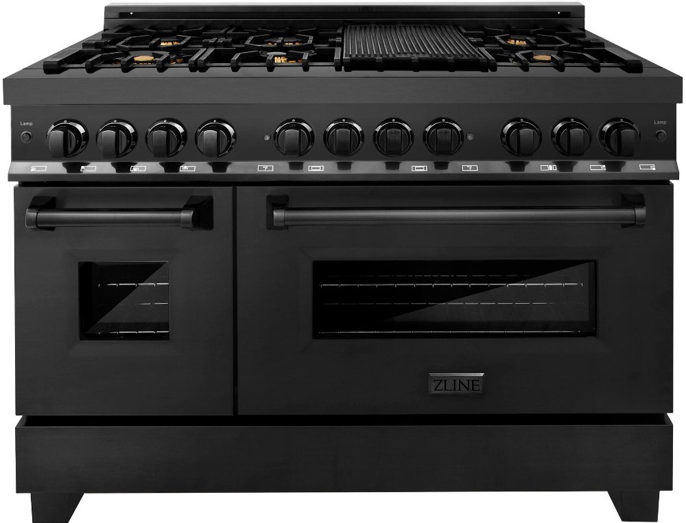 ZLINE 7.4 cu ft Dual Fuel Double Oven Range - 60"W Black Stainless Steel