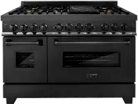 RAB-BR-60 ZLINE 7.4 cu ft Dual Fuel Double Oven Range - 60 W Black Stainless Steel