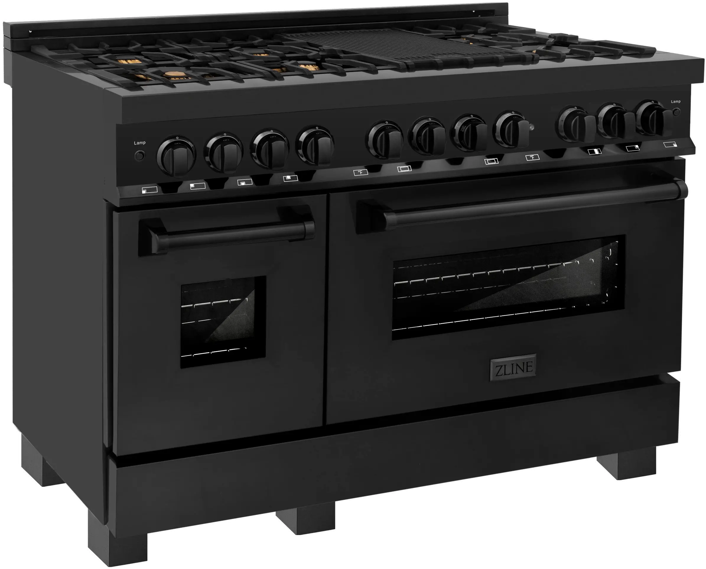 RAB-BR-60 ZLINE 7.4 cu ft Dual Fuel Double Oven Range - 60 W Black Stainless Steel-3