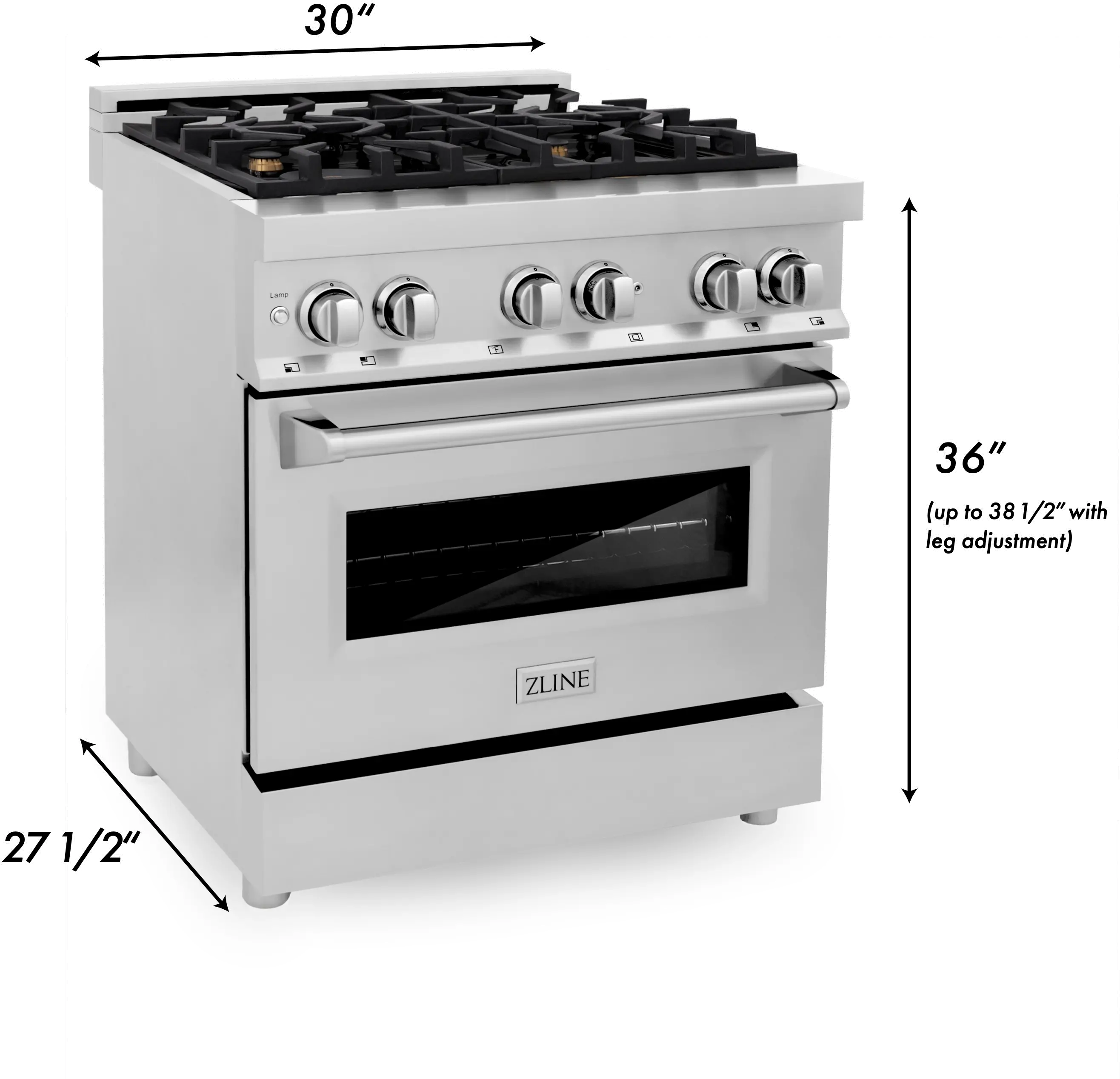 RAS-SN-30 ZLine 4 cu ft Dual Fuel Range - DuraSnow Stainless Steel-4