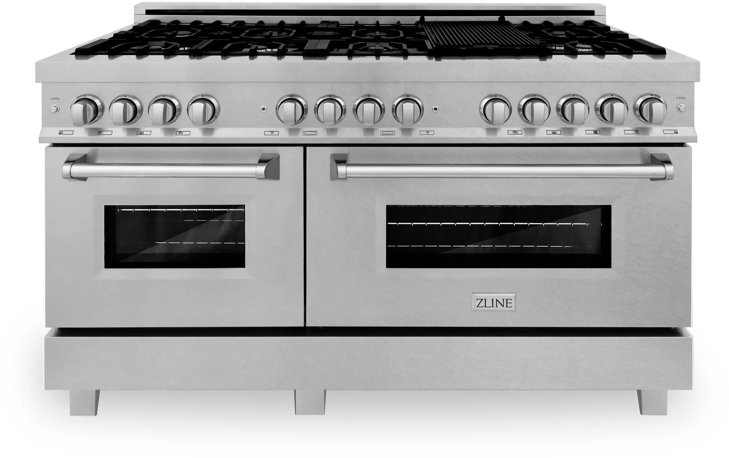 RAS-SN-60 ZLINE 7.4 cu ft Dual Fuel Double Oven Range - 60 W DuraSnow Stainless Steel-1