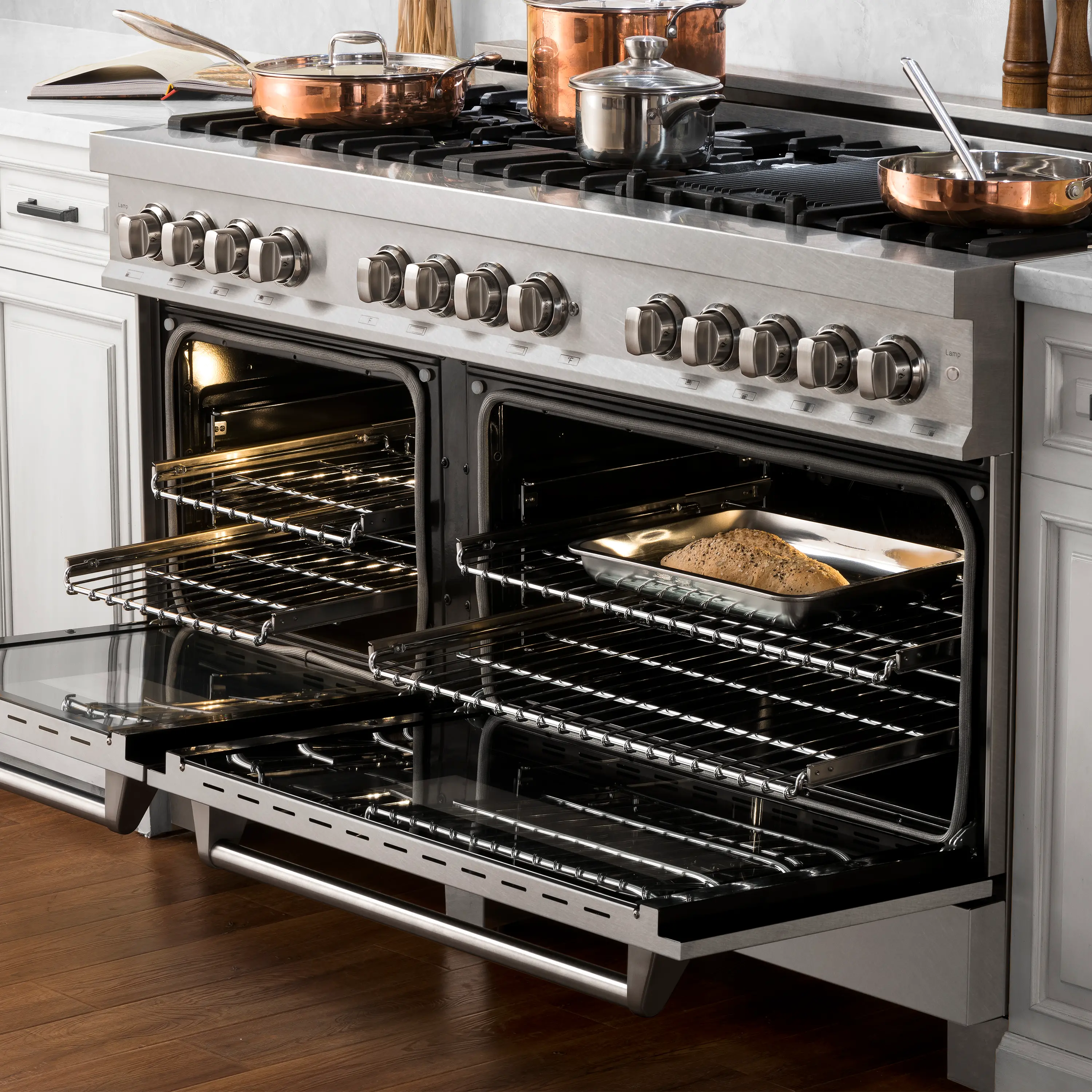 RAS-SN-60 ZLINE 7.4 cu ft Dual Fuel Double Oven Range - 60 W DuraSnow Stainless Steel-11