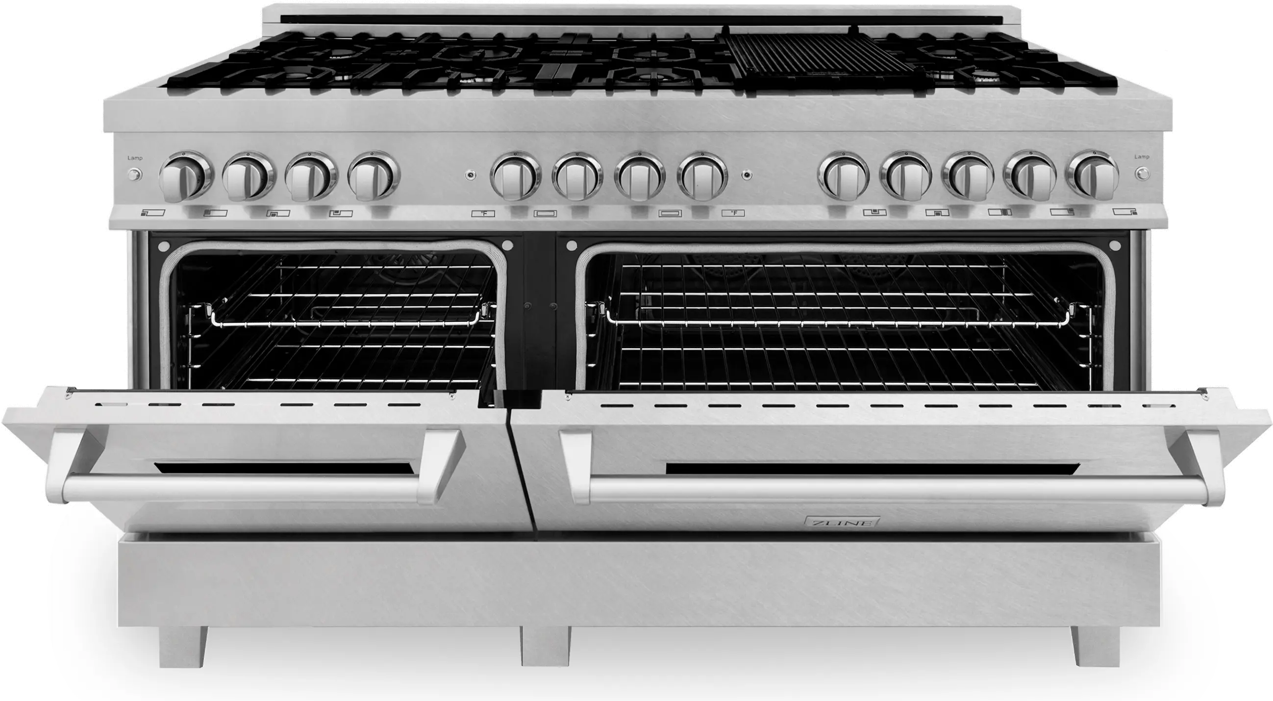 RAS-SN-60 ZLINE 7.4 cu ft Dual Fuel Double Oven Range - 60 W DuraSnow Stainless Steel-3