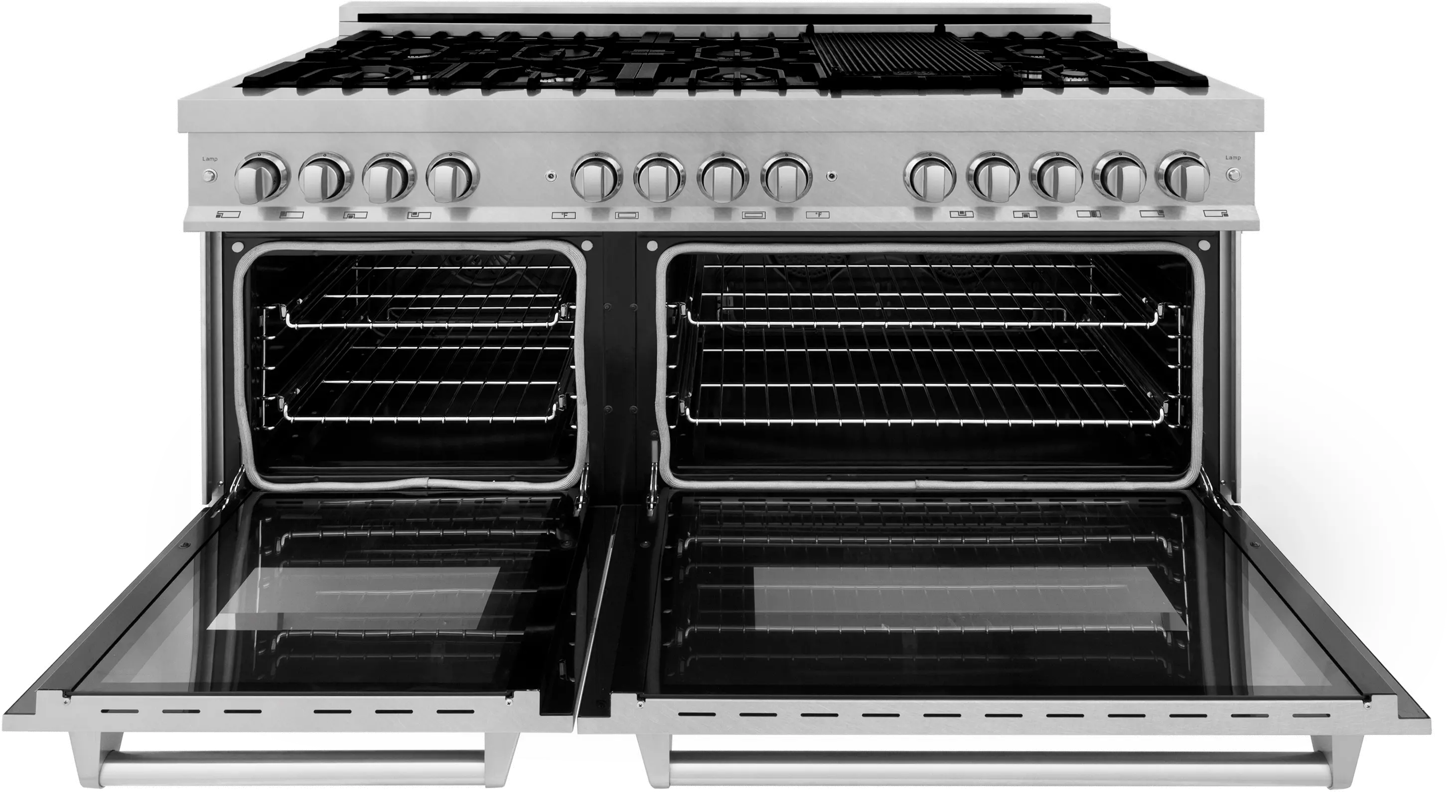 RAS-SN-60 ZLINE 7.4 cu ft Dual Fuel Double Oven Range - 60 W DuraSnow Stainless Steel-4