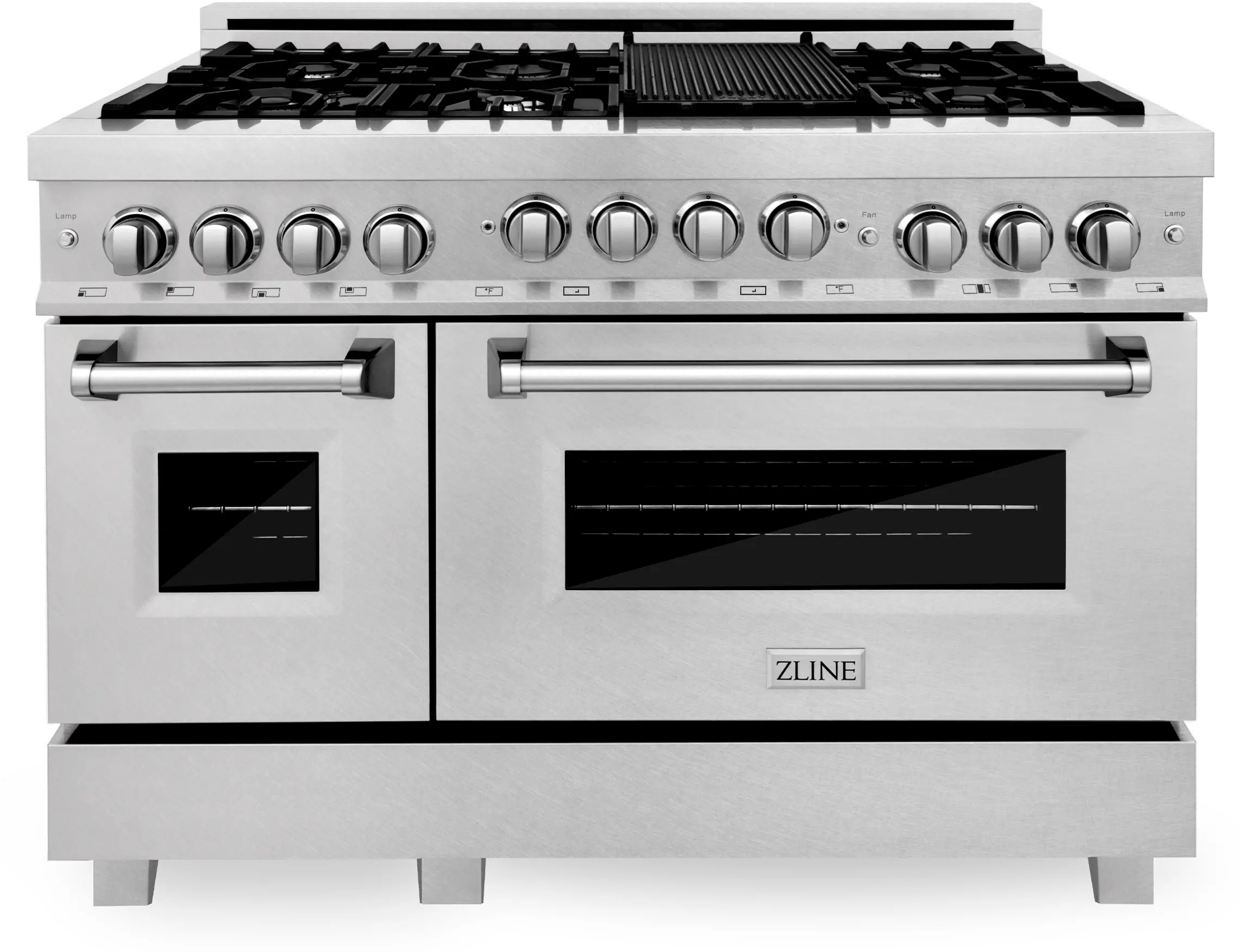 RGS-SN-48 ZLINE 6 cu ft Double Oven  Gas Range - 48 W DuraSnow Stainless Steel-1