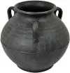 Four Handle 9.5  Black Urn Vase
