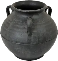 Four Handle 9.5  Black Urn Vase