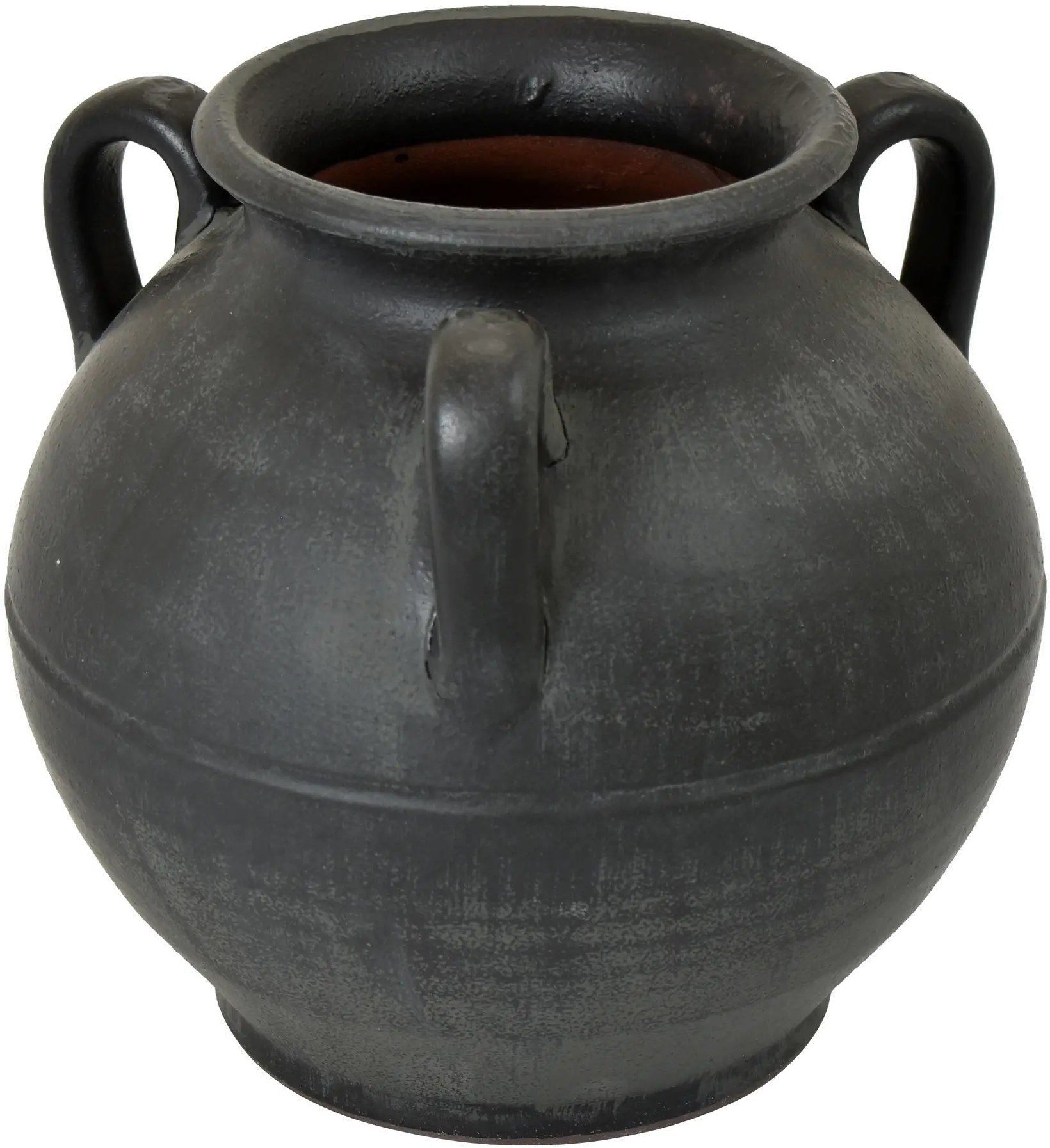 Four Handle 7.75  Black Urn Vase-1
