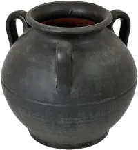 Four Handle 7.75  Black Urn Vase