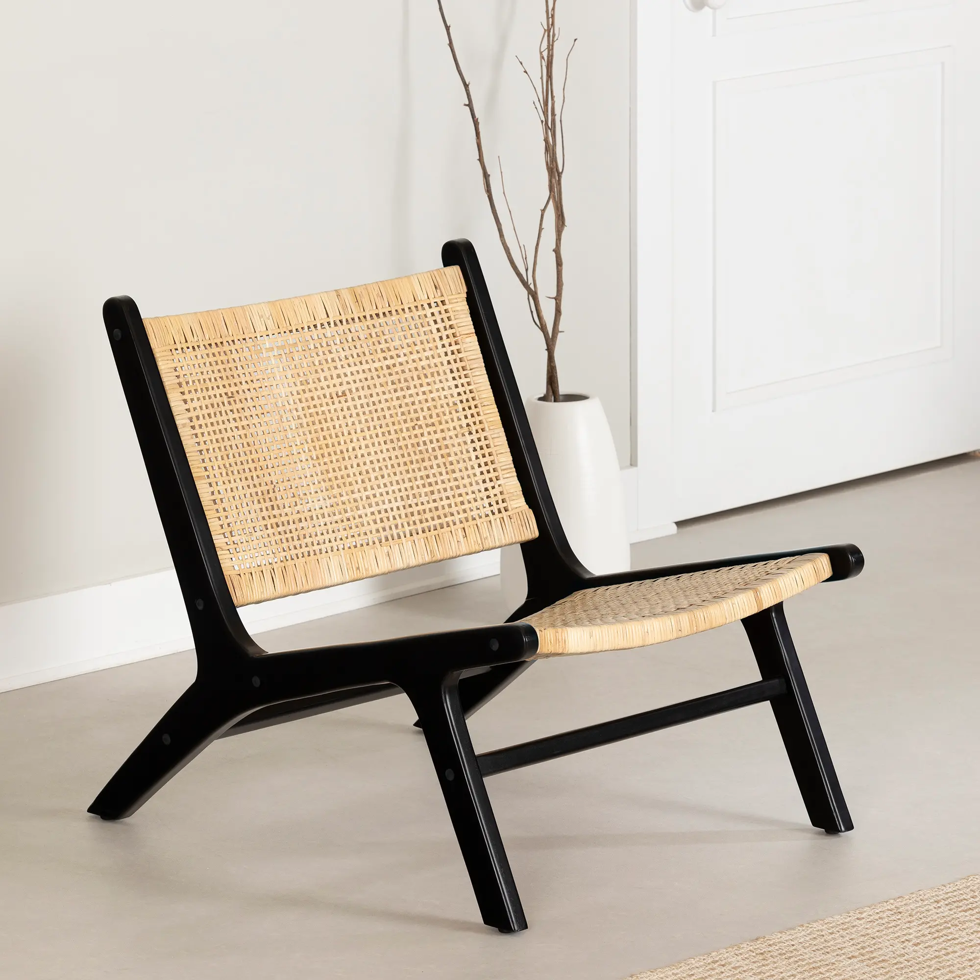 14162 Balka Natural and Black Rattan Lounge Chair - South Shore-1