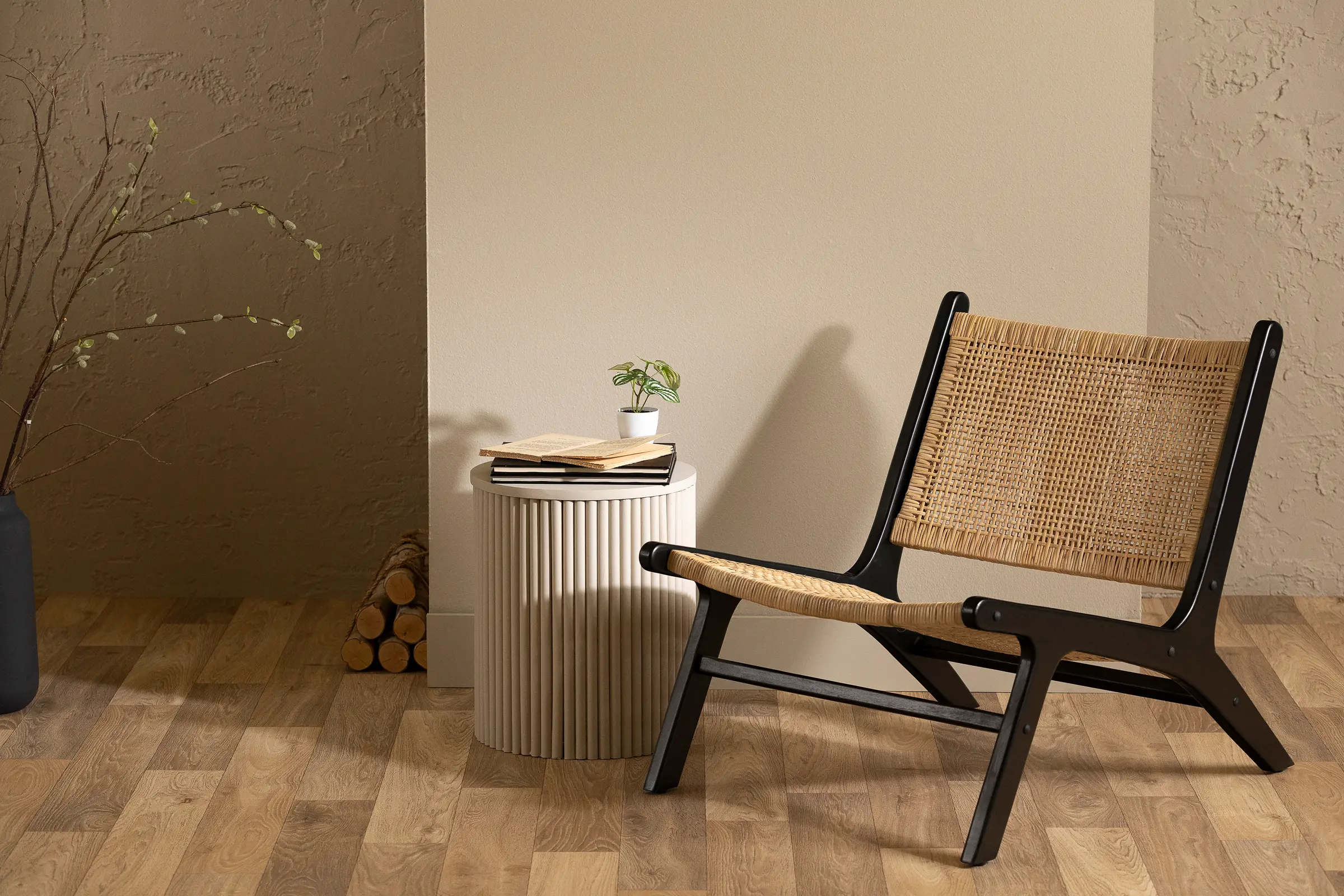 14162 Balka Natural and Black Rattan Lounge Chair - South Shore-2