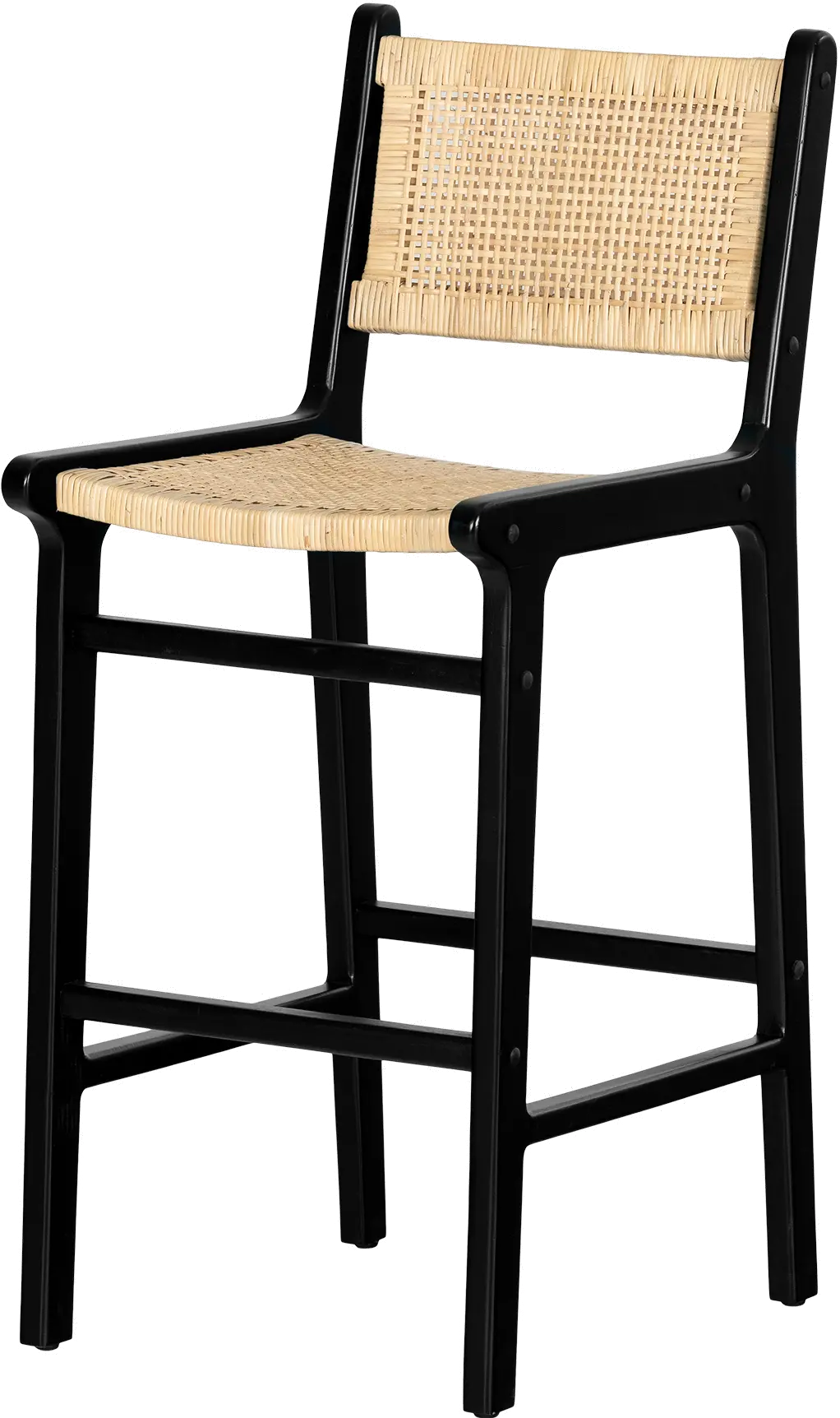 14164 Balka Natural and Black Rattan Stool - South Shore-1