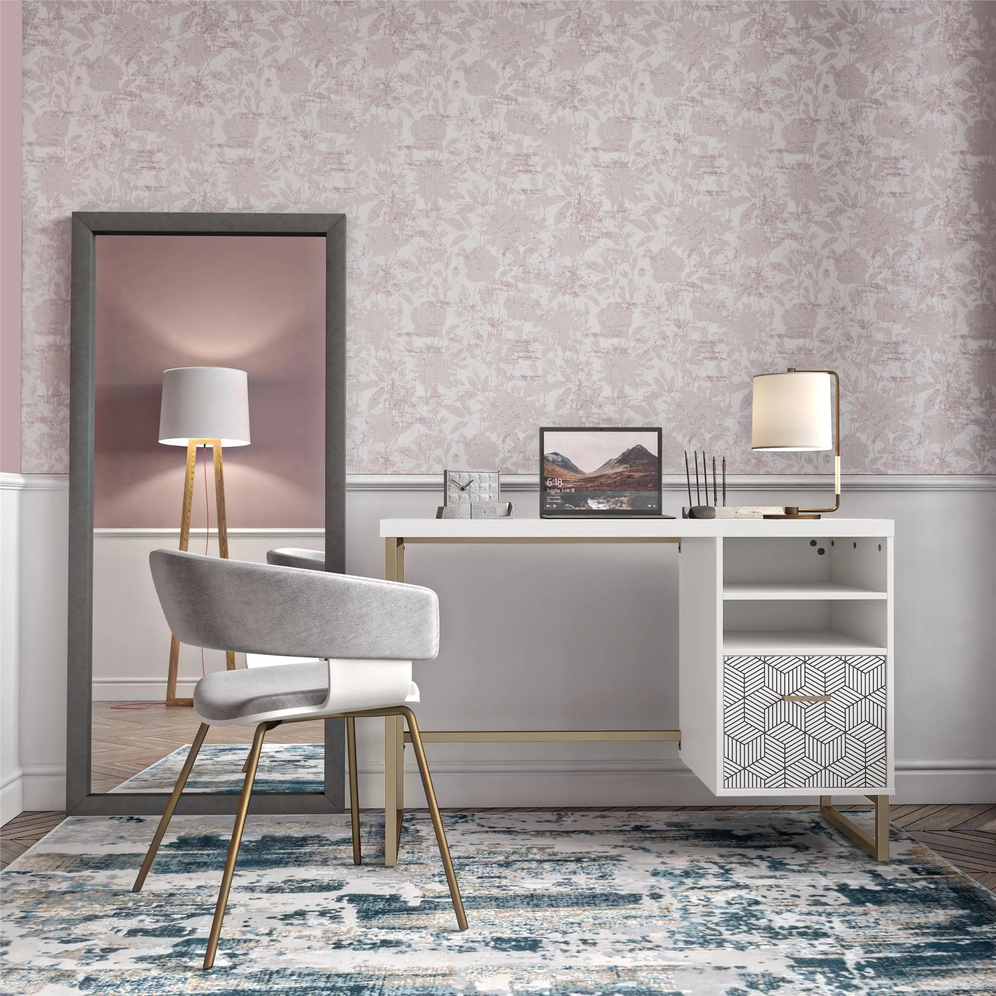 Scarlett White Pedestal Desk-2