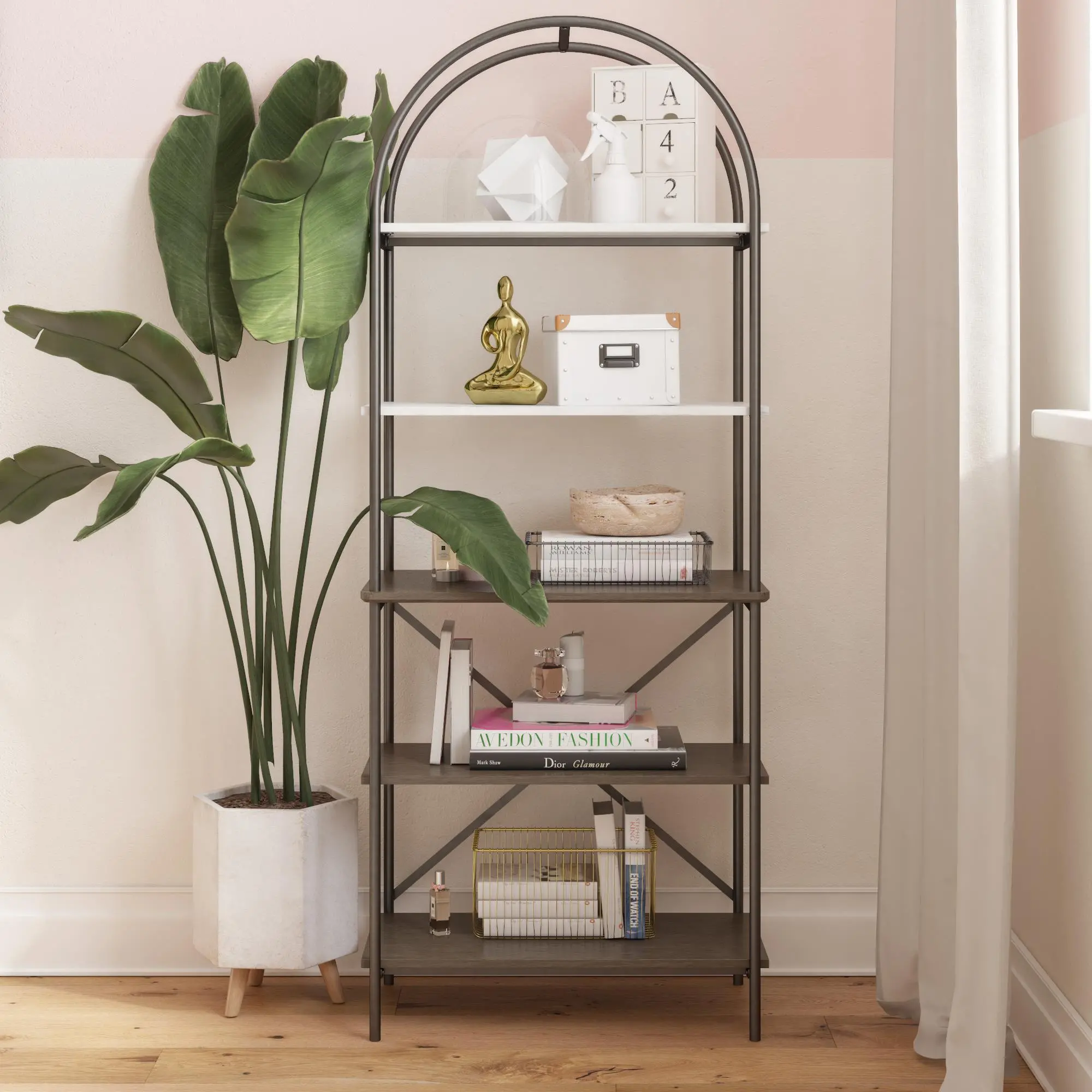 Vivinne Gray Oak 5 Shelf Bookcase-2
