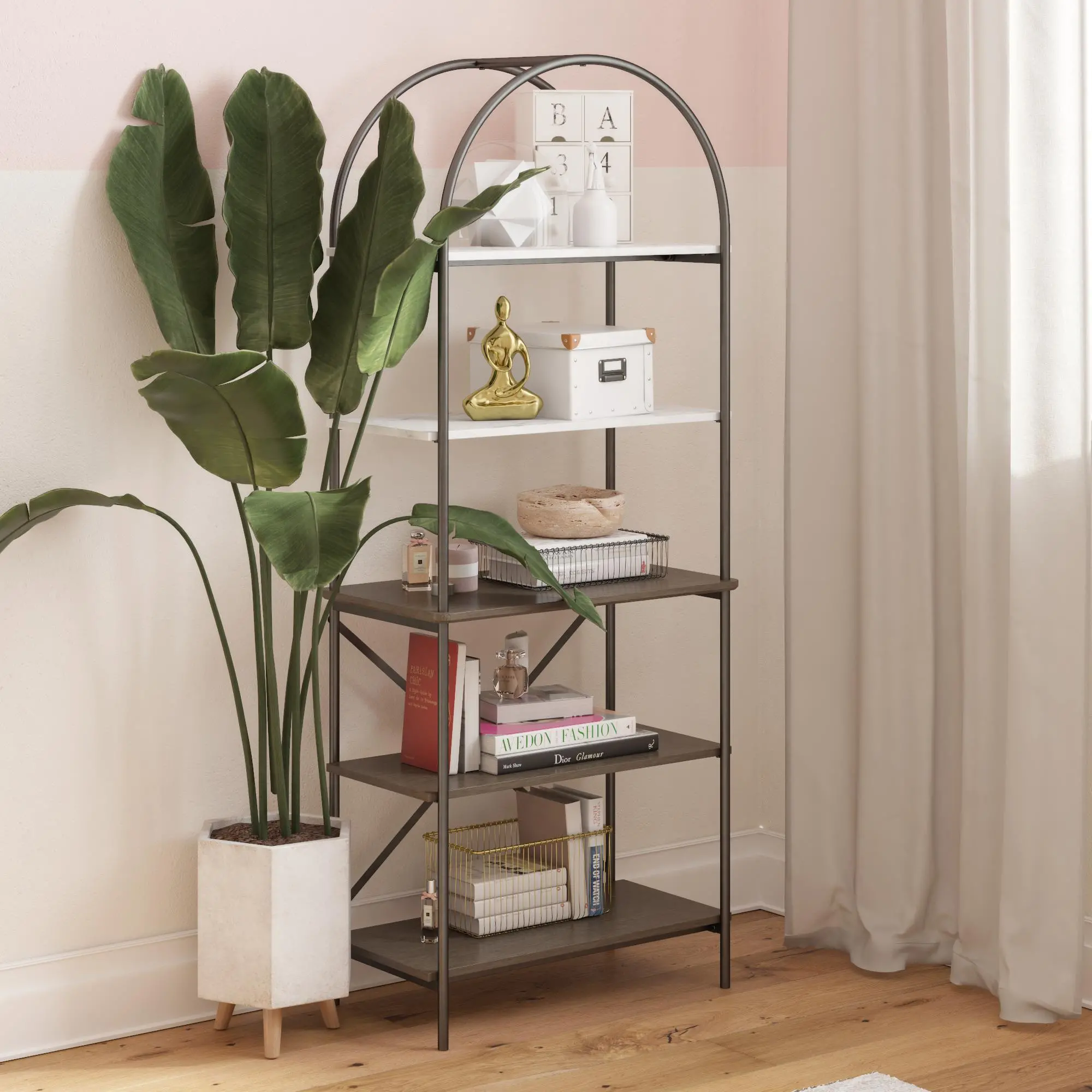 Vivinne Gray Oak 5 Shelf Bookcase-3