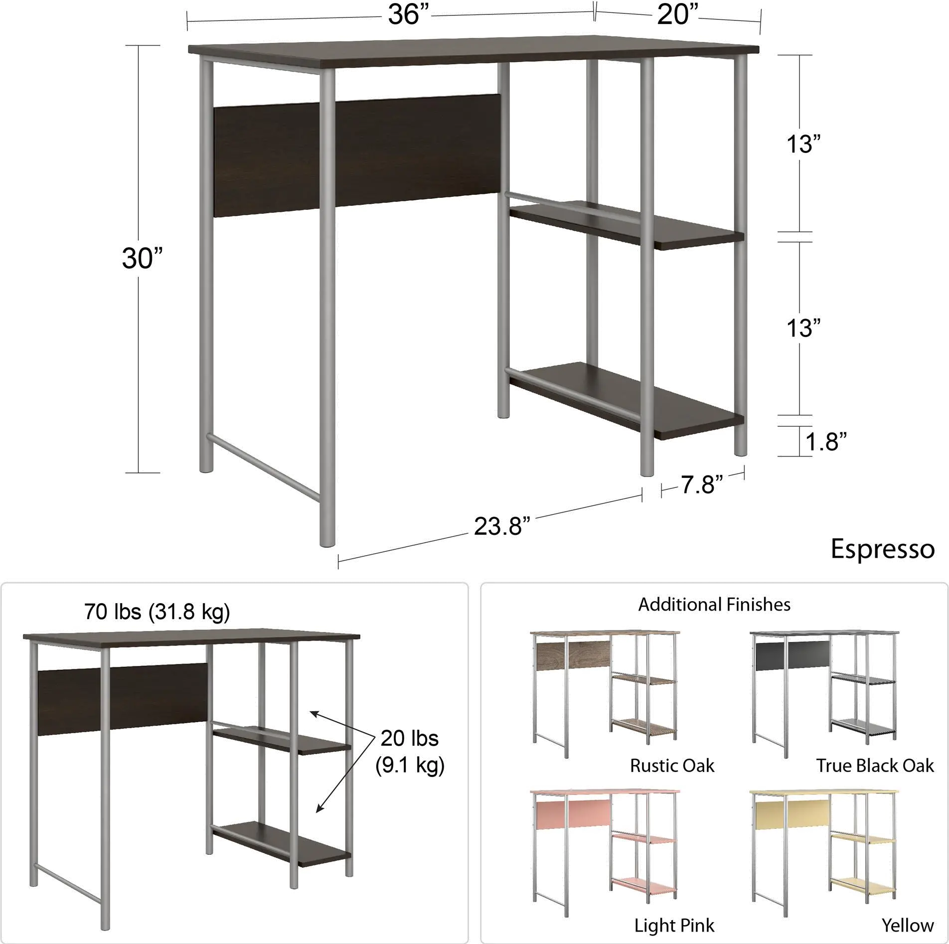 Garrett Spearmint Metal Computer Desk-5
