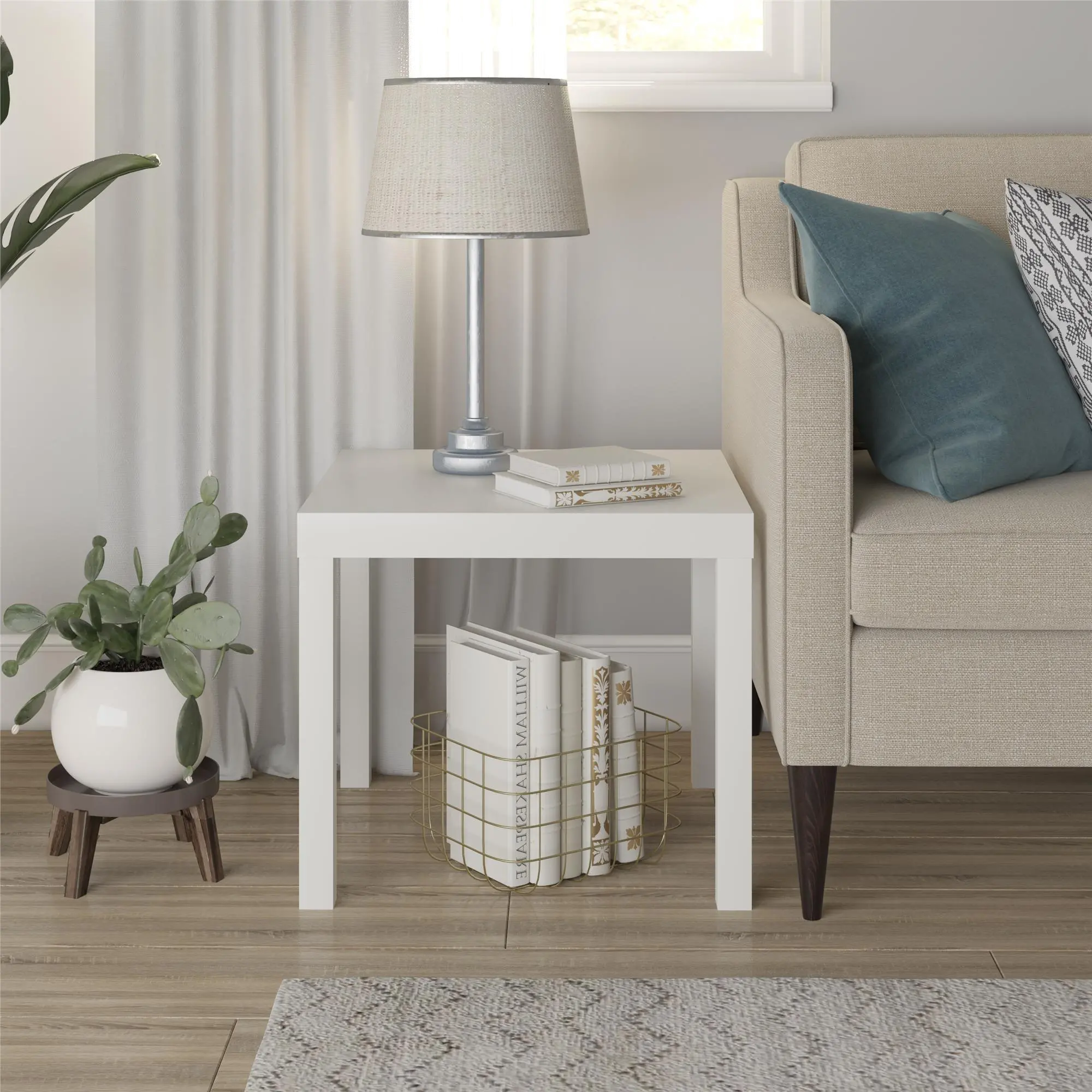 Parsons White End Table-2