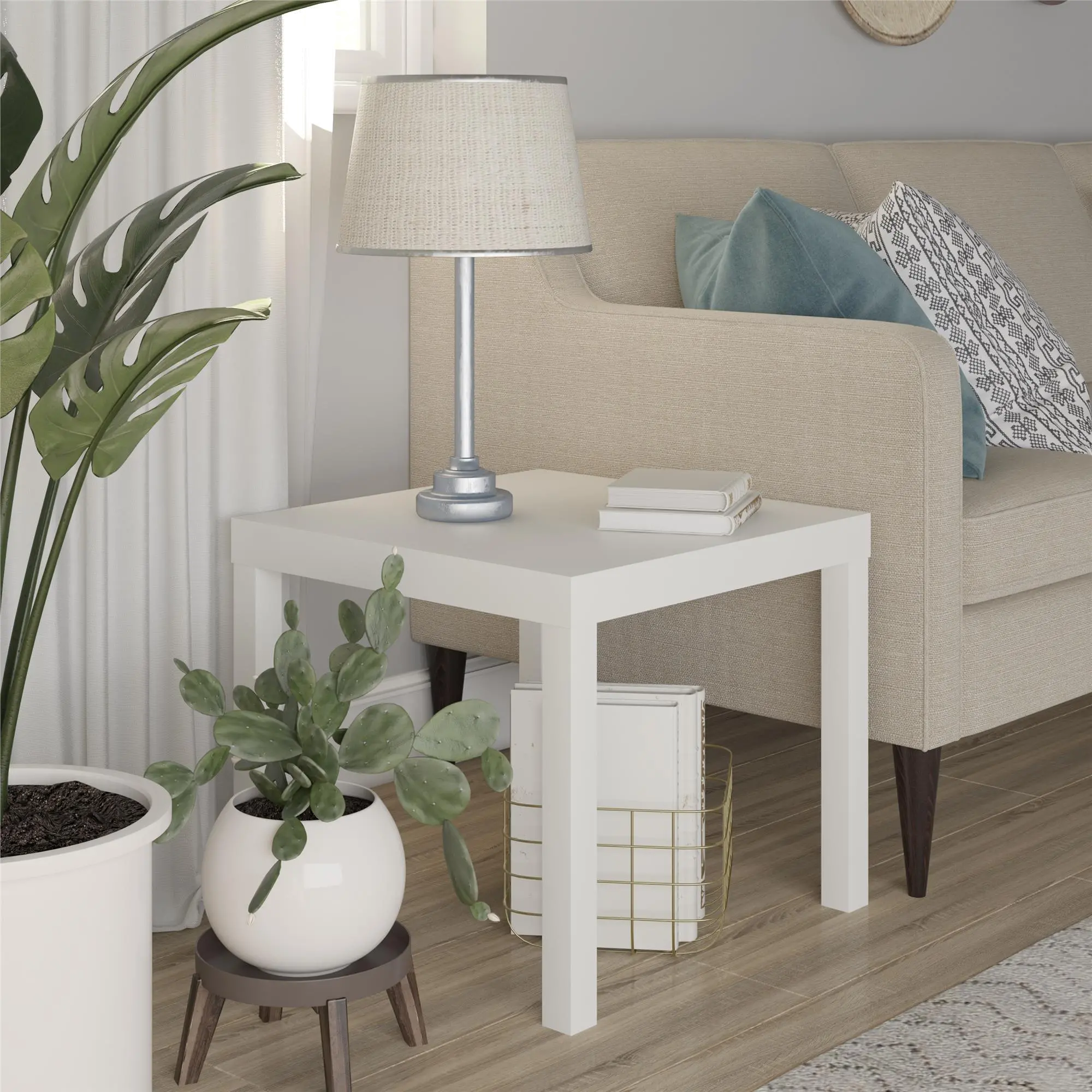 Parsons White End Table-3
