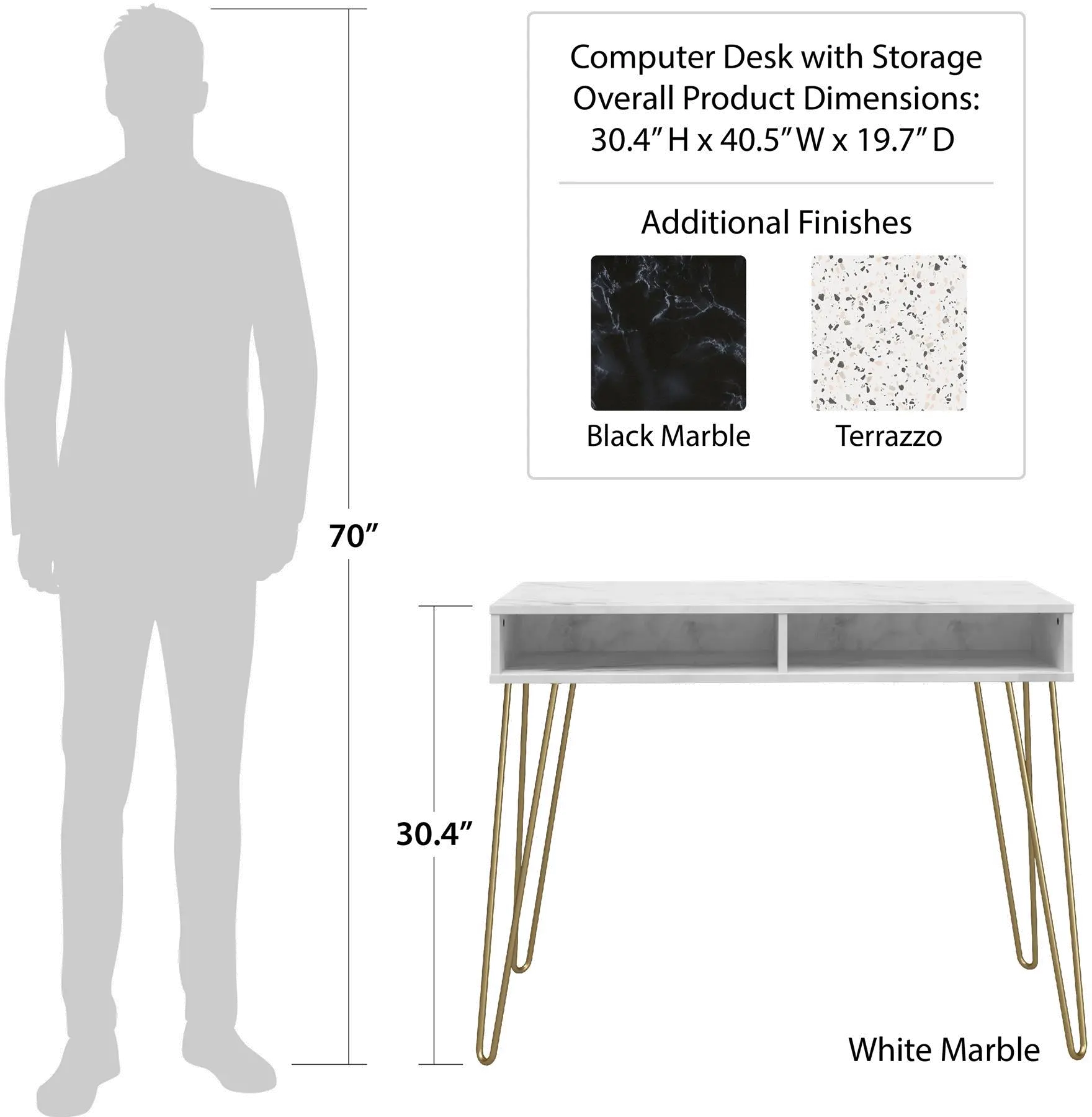 Athena White Terrazzo Computer Desk-7
