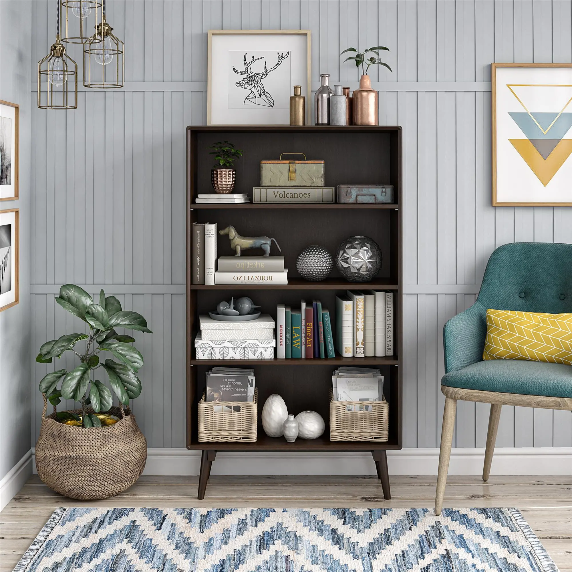 Brittany Brown 4-Shelf Bookcase-2