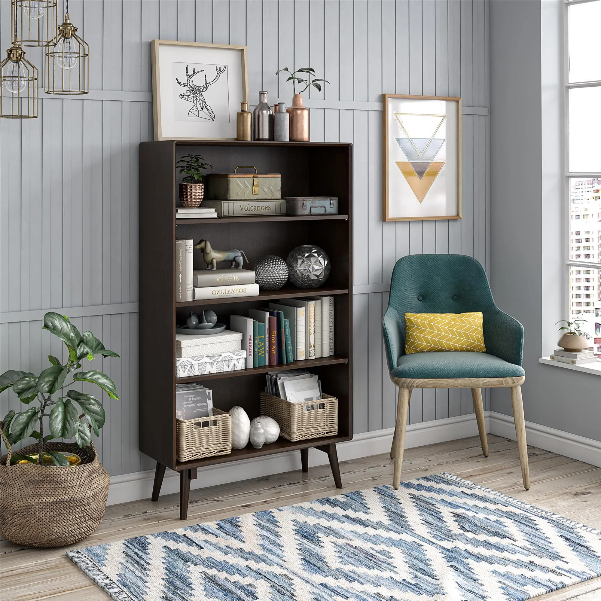 Brittany Brown 4-Shelf Bookcase-3