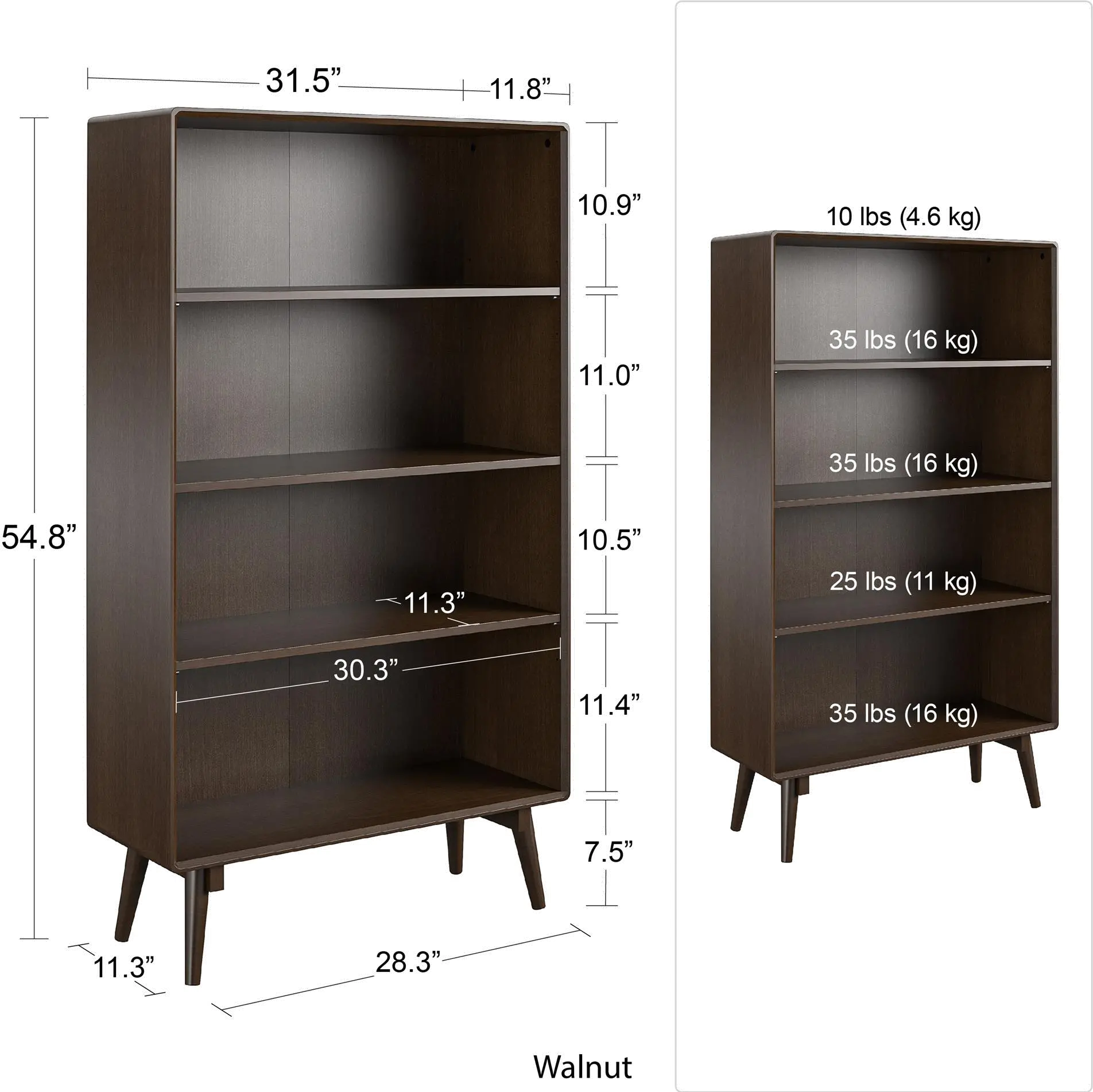 Brittany Brown 4-Shelf Bookcase-8
