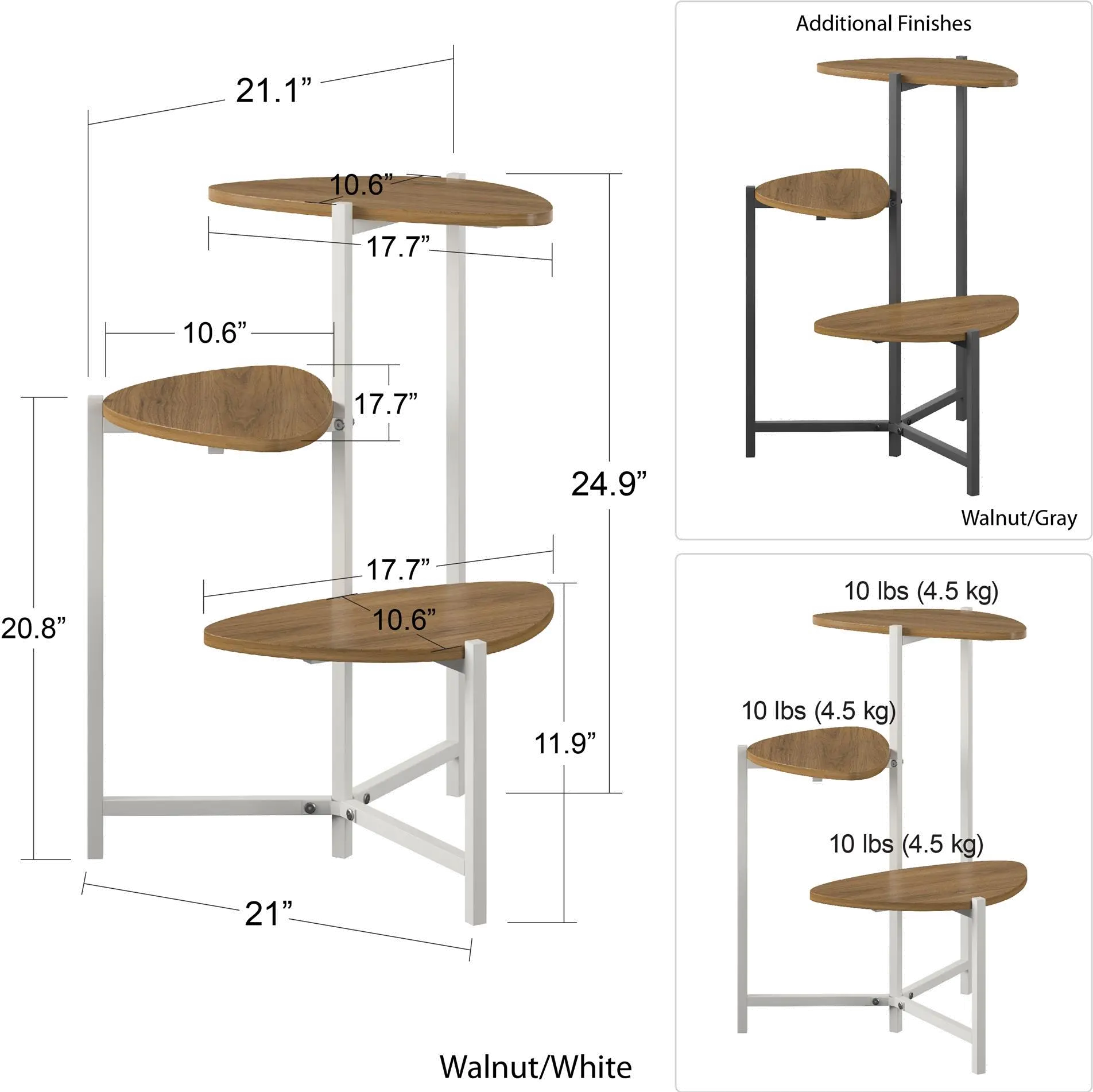 Tallulah Walnut and White Plant Stand-8