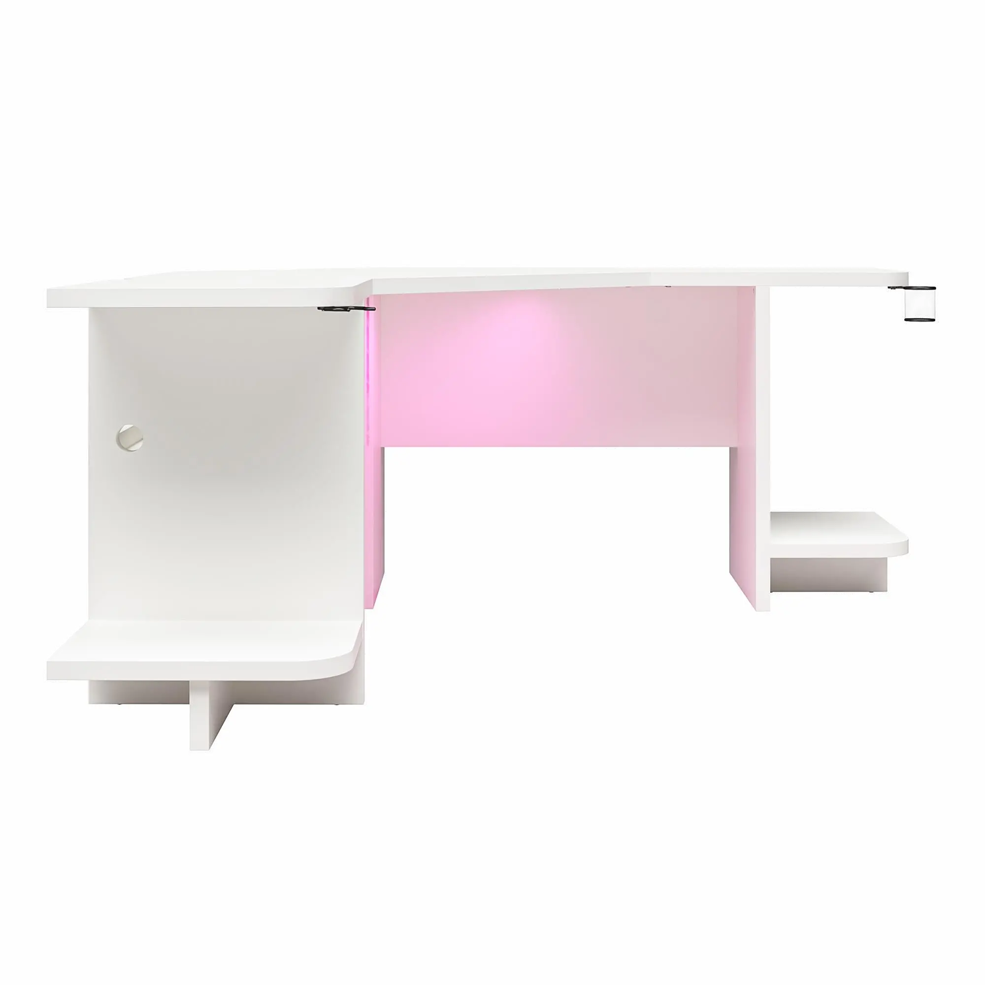 Ntense Mod White Corner Gaming Desk with LED Light Kit-4