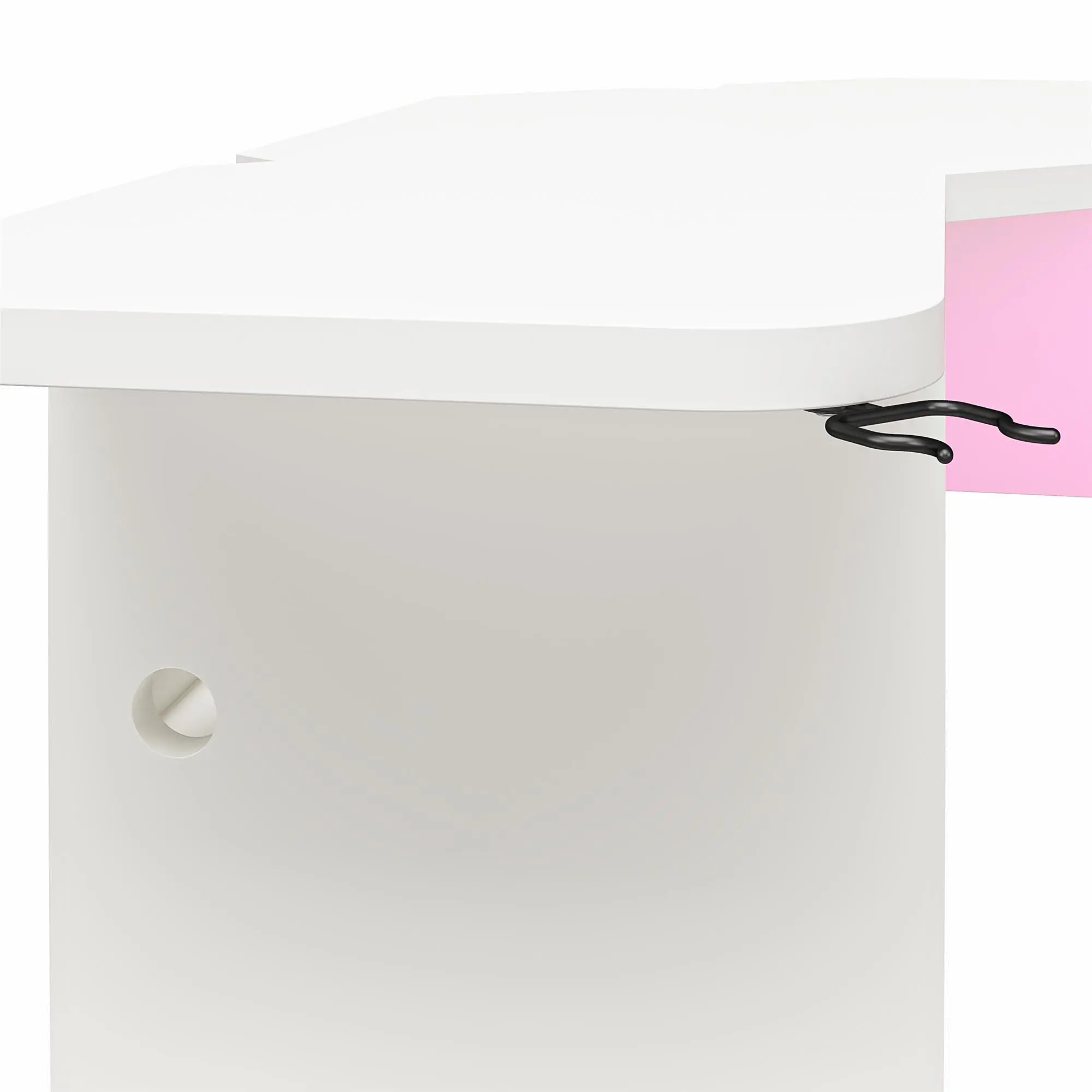 Ntense Mod White Corner Gaming Desk with LED Light Kit-5
