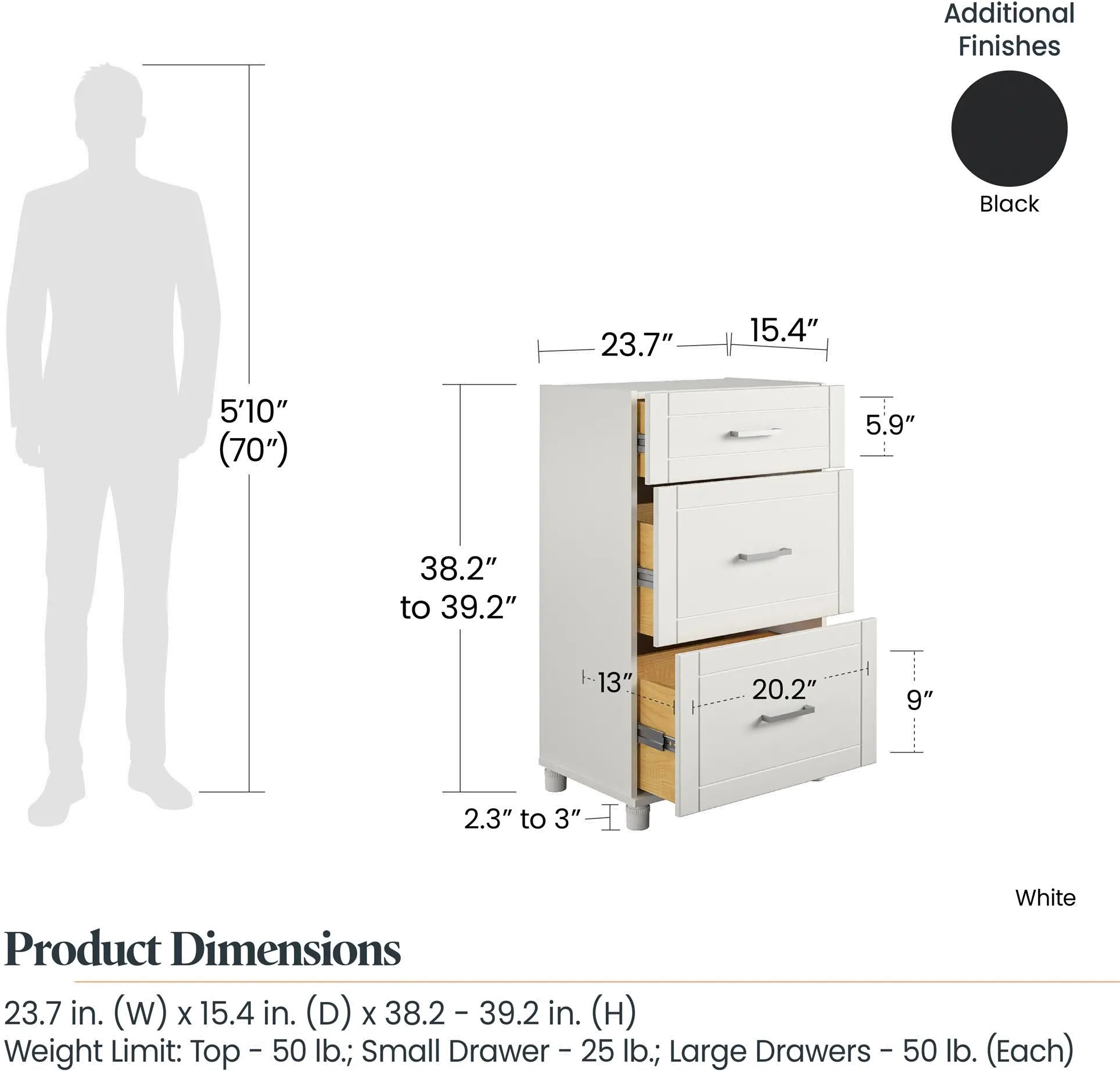 Callahan Black 24  3 Drawer Base Cabinet-8