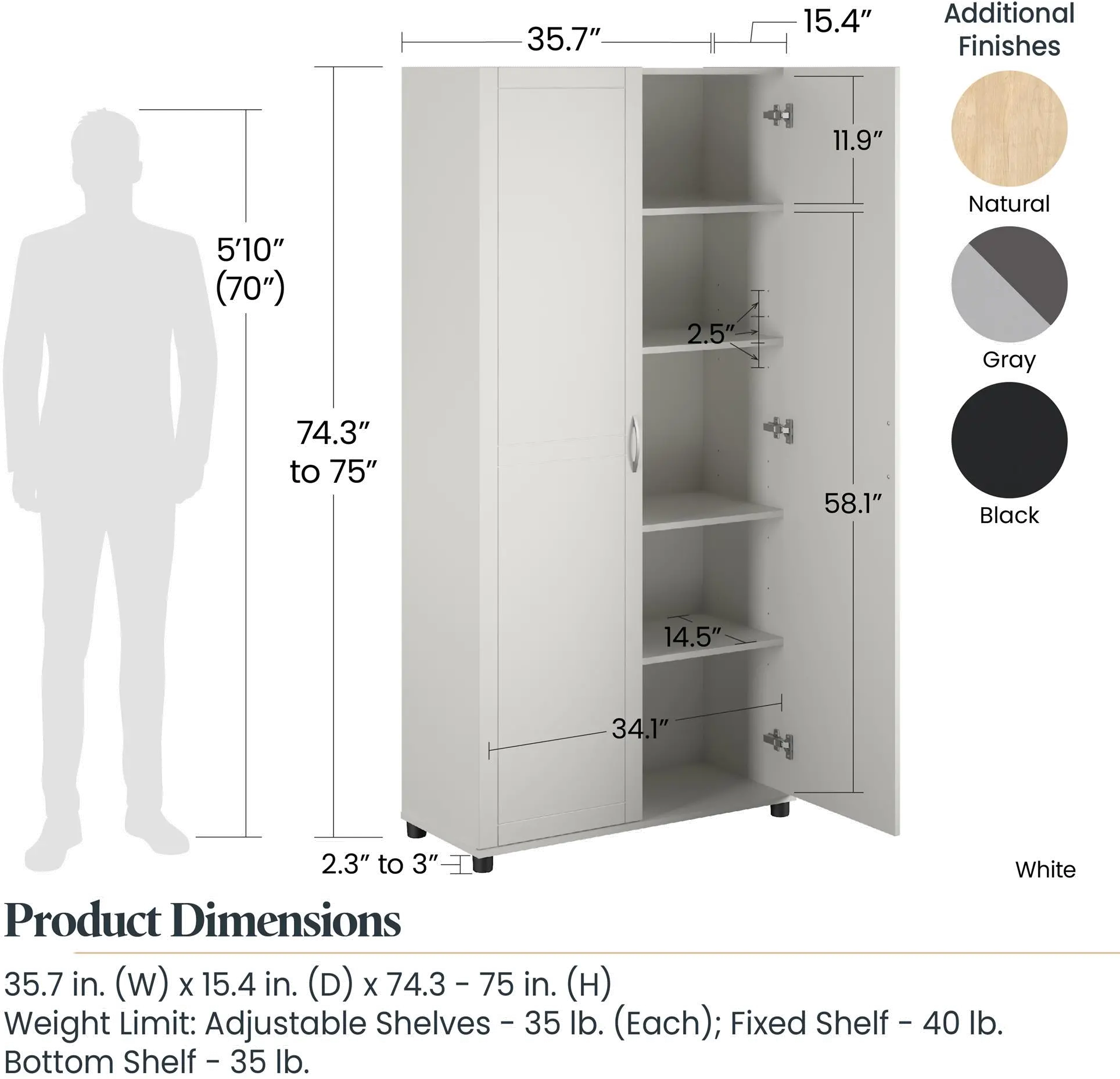 Callahan White 36  Utility Storage Cabinet-7