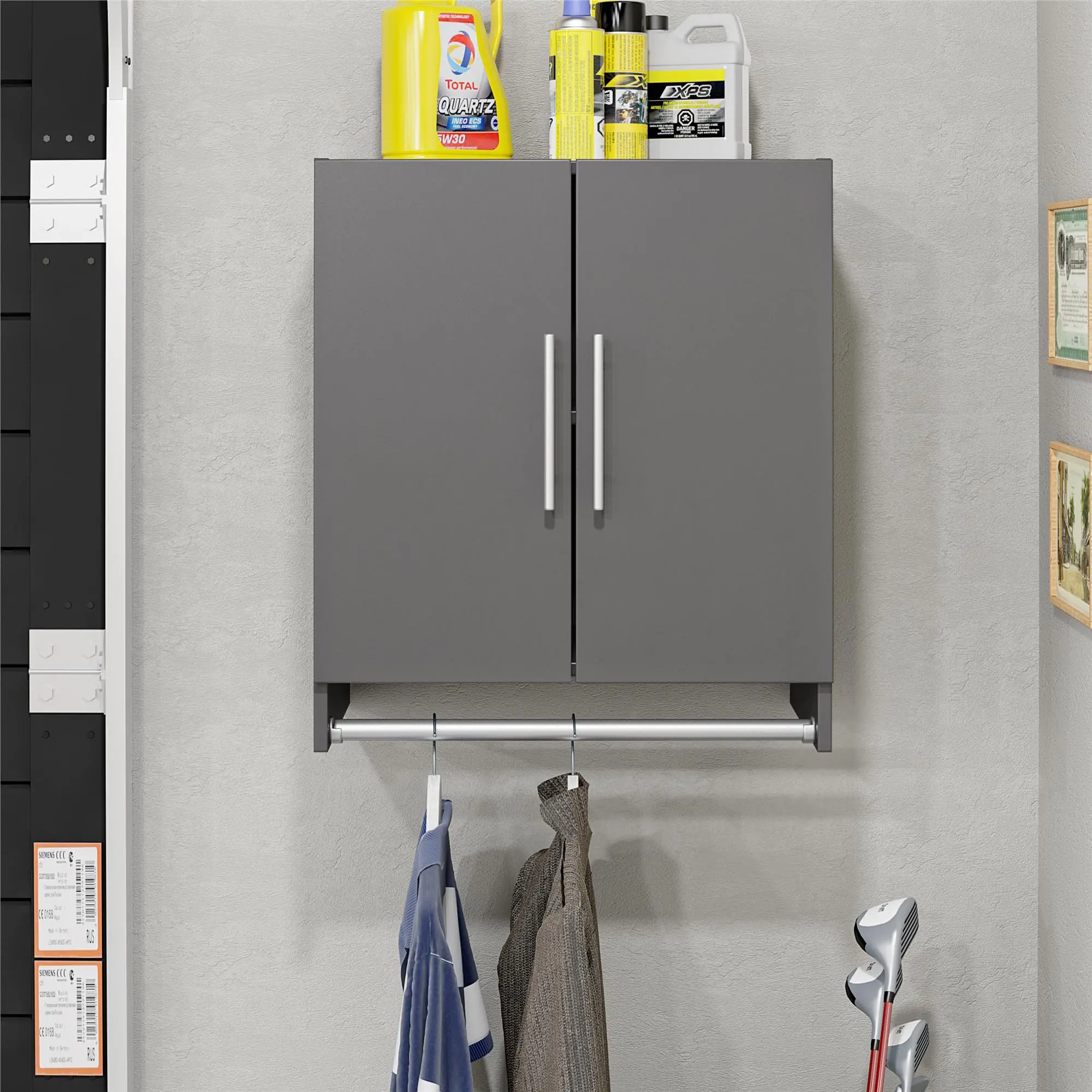Camberly Graphite Gray Wall Cabinet with Hanging Rod-2