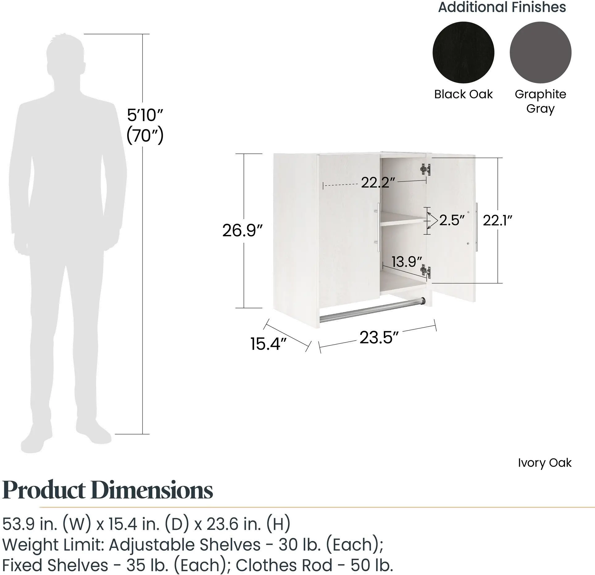 Camberly Graphite Gray Wall Cabinet with Hanging Rod-1