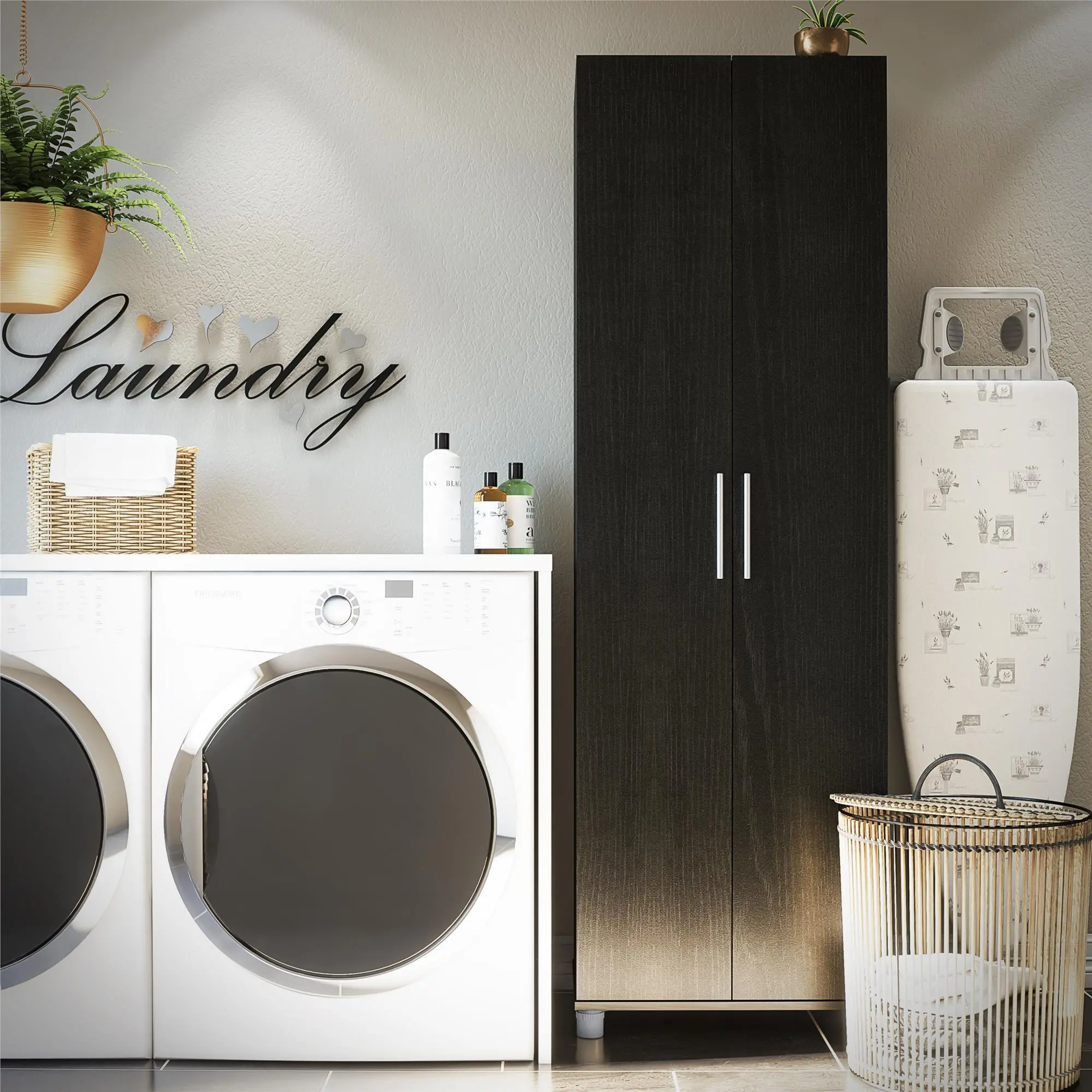 Camberly Black Oak 24  Utility Storage Cabinet-2