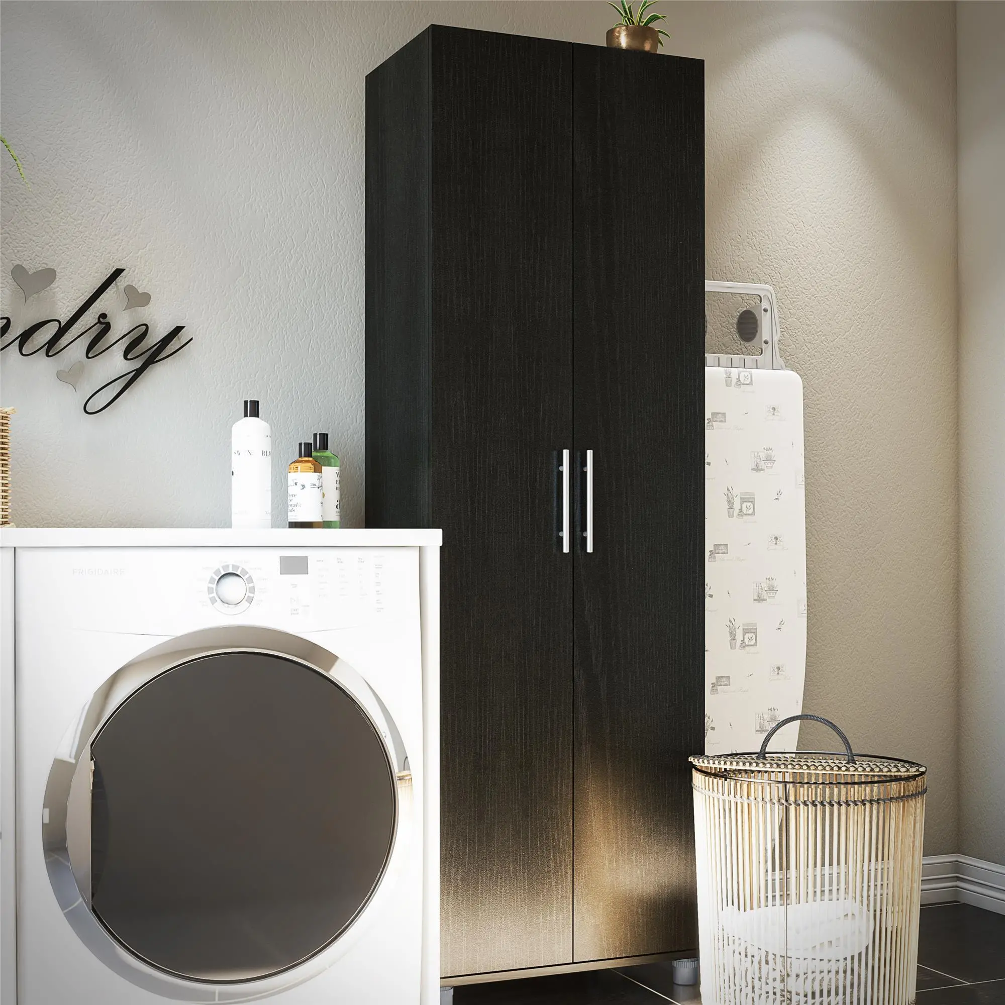 Camberly Black Oak 24  Utility Storage Cabinet-3