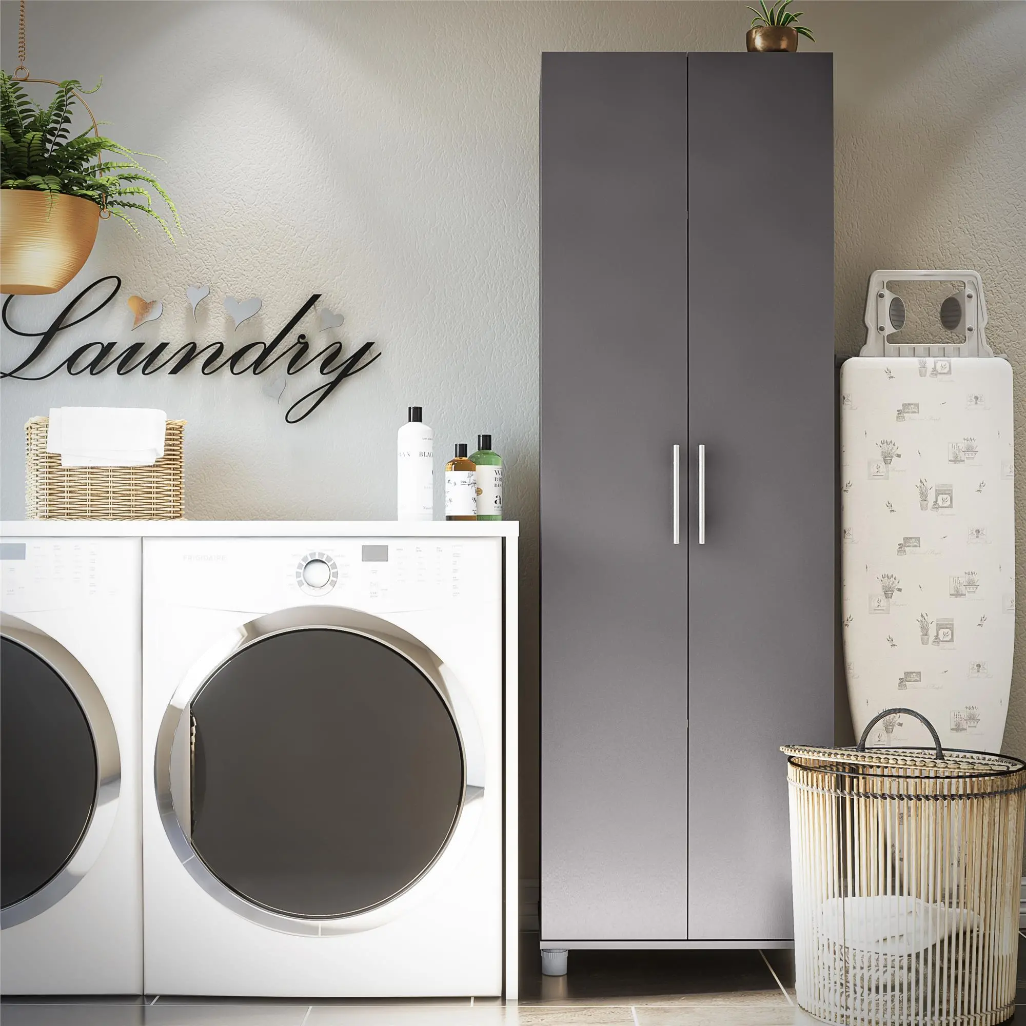 Camberly Graphite Gray 24  Utility Storage Cabinet-2