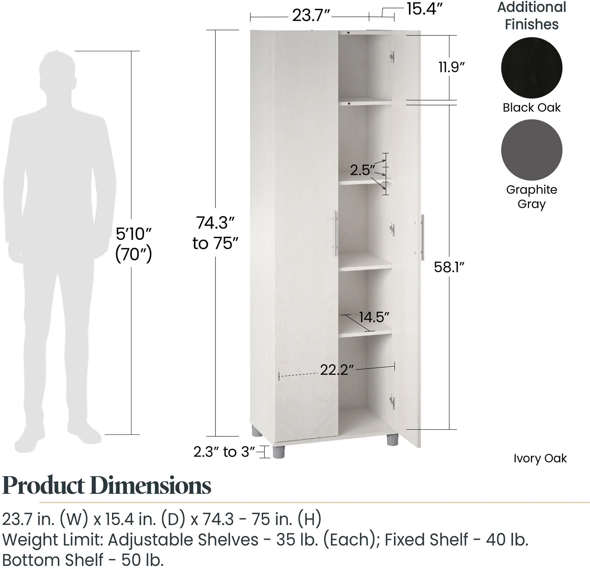 Camberly Ivory Oak 24  Utility Storage Cabinet-7
