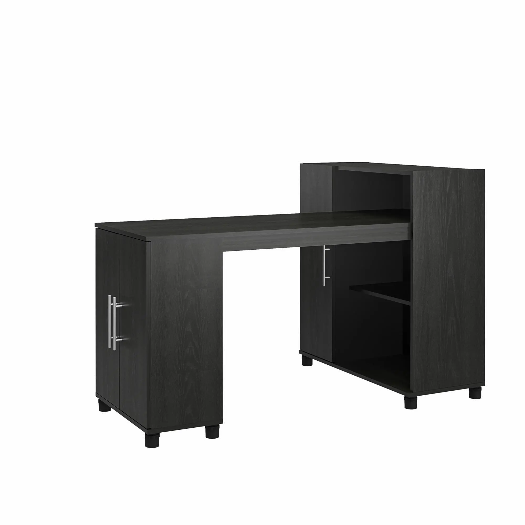 Camberly Black Oak Craft Desk with Storage Cabinet-5