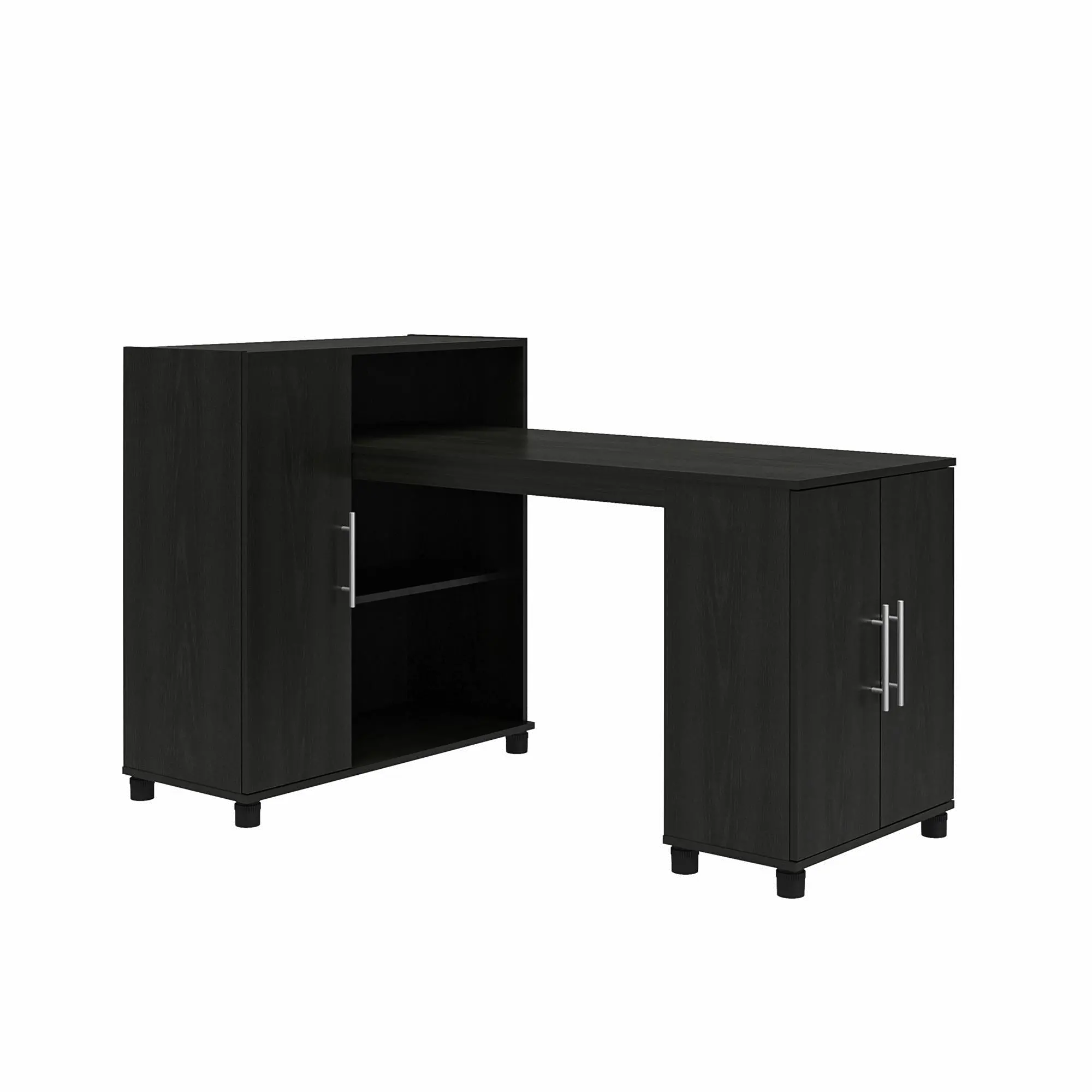 Camberly Black Oak Craft Desk with Storage Cabinet-6